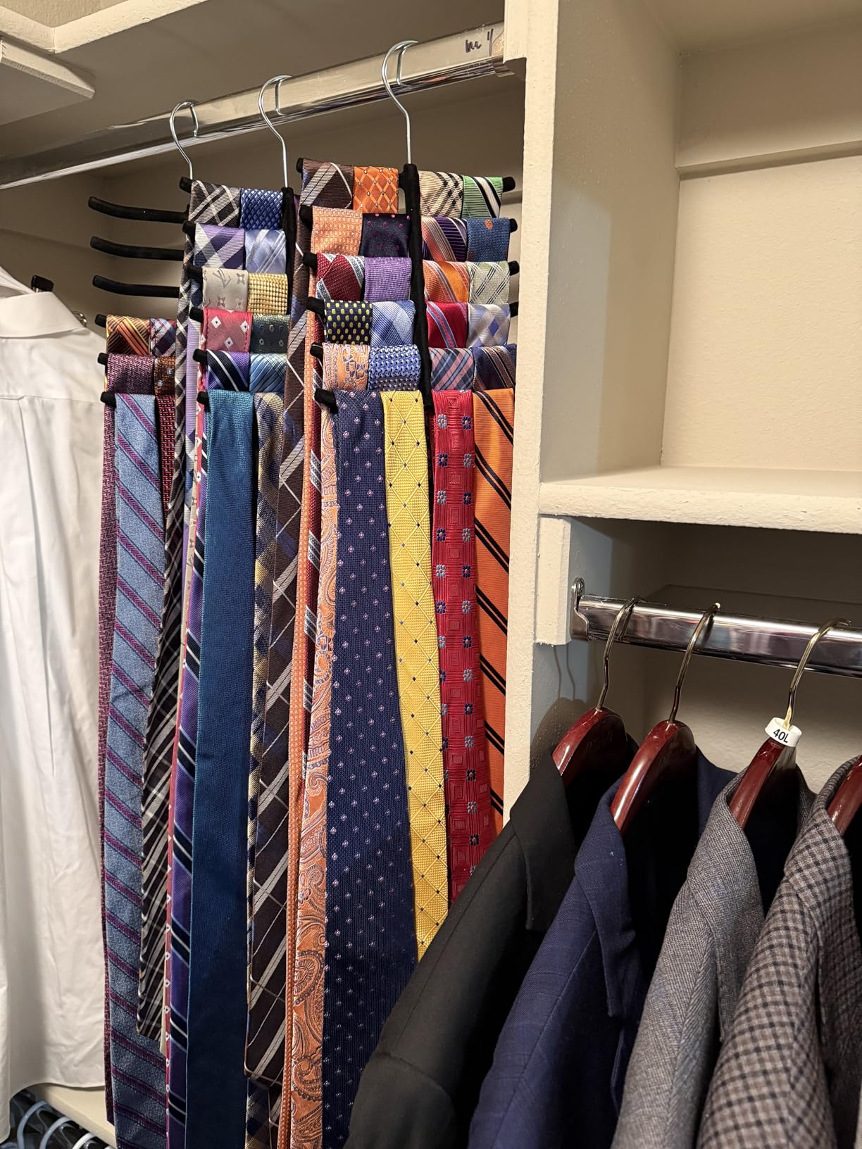 3-Pack Non-Slip Velvet Tie Hanger Organizer Rack by Home Basics | 360° Rotatable Hook | Holds 12 Ties Each | Versatile for Belts and Scarves | Slim Design customer photo 1