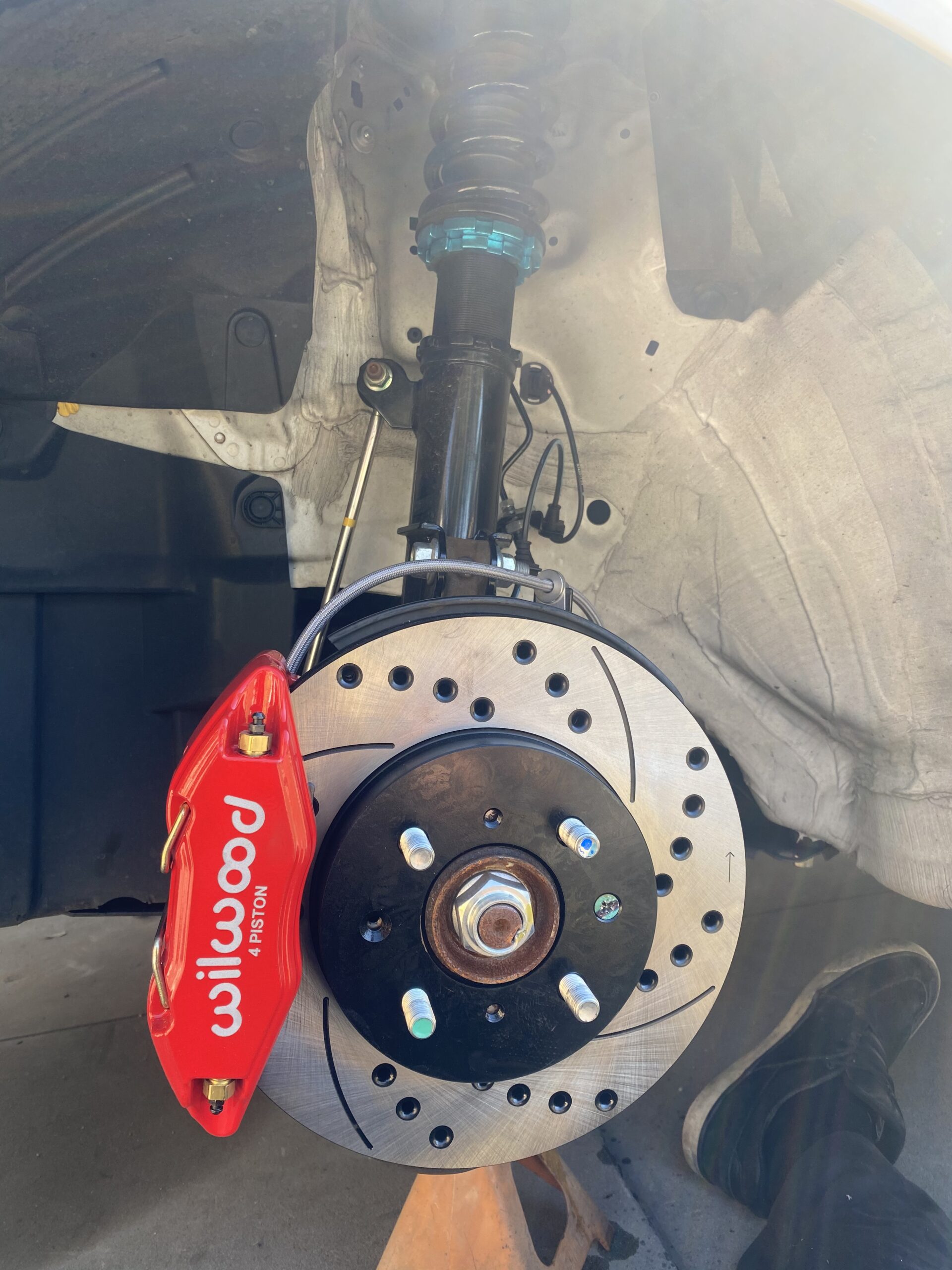 Brake System, Forged DPHA, Front, 4 Piston Caliper, 10.320 in Drilled/Slotted Iron Rotor, Offset Hat, Aluminum, Red Anodized, Acura Integra/Honda Civic/Fit 1990-2013, Kit customer photo 1