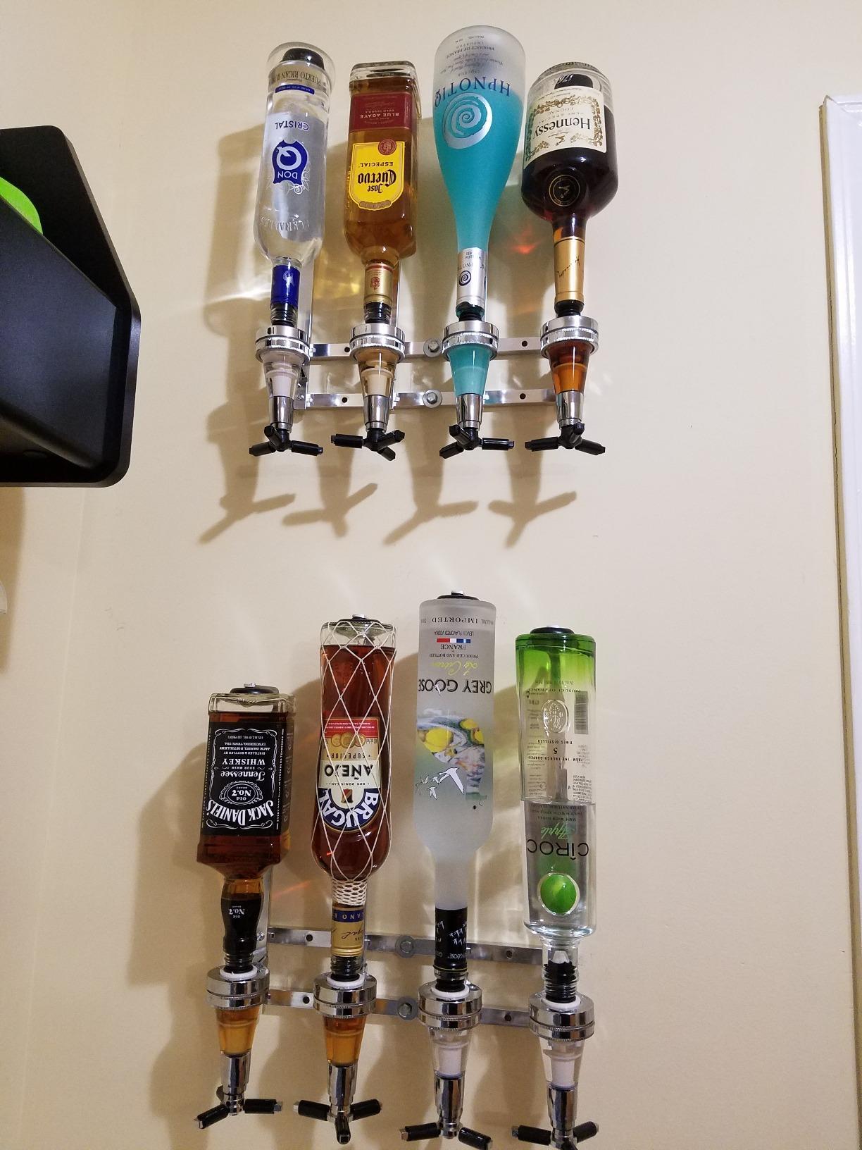 Liquor Dispenser - 4-Bottle Drinks, Alcohol Station - Wall-Mounted Cocktail Tap, Push-Release Valves, Rubber Suction Cups, Home Bar, Man Cave, Bartender Accessories customer photo 1