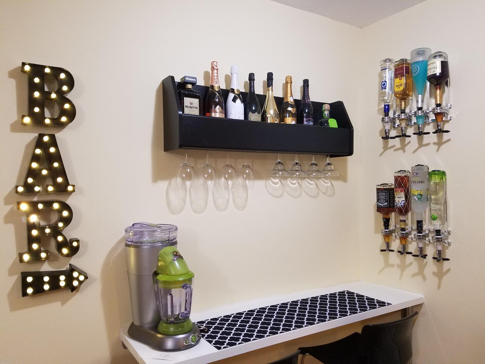 Liquor Dispenser - 4-Bottle Drinks, Alcohol Station - Wall-Mounted Cocktail Tap, Push-Release Valves, Rubber Suction Cups, Home Bar, Man Cave, Bartender Accessories customer photo 2
