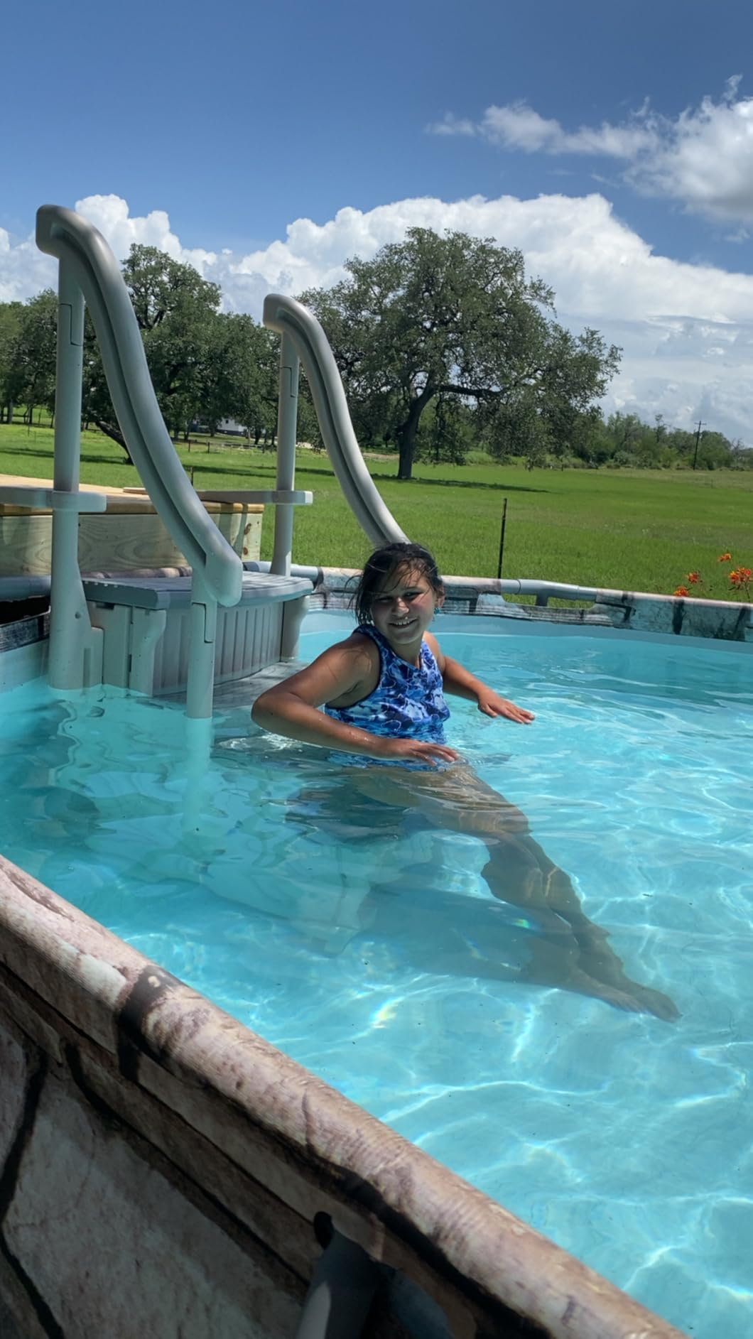 Confer Plastics Curve CCX-AG Drop in Above Ground Pool Step with Grey Treads - Base Step customer photo 1