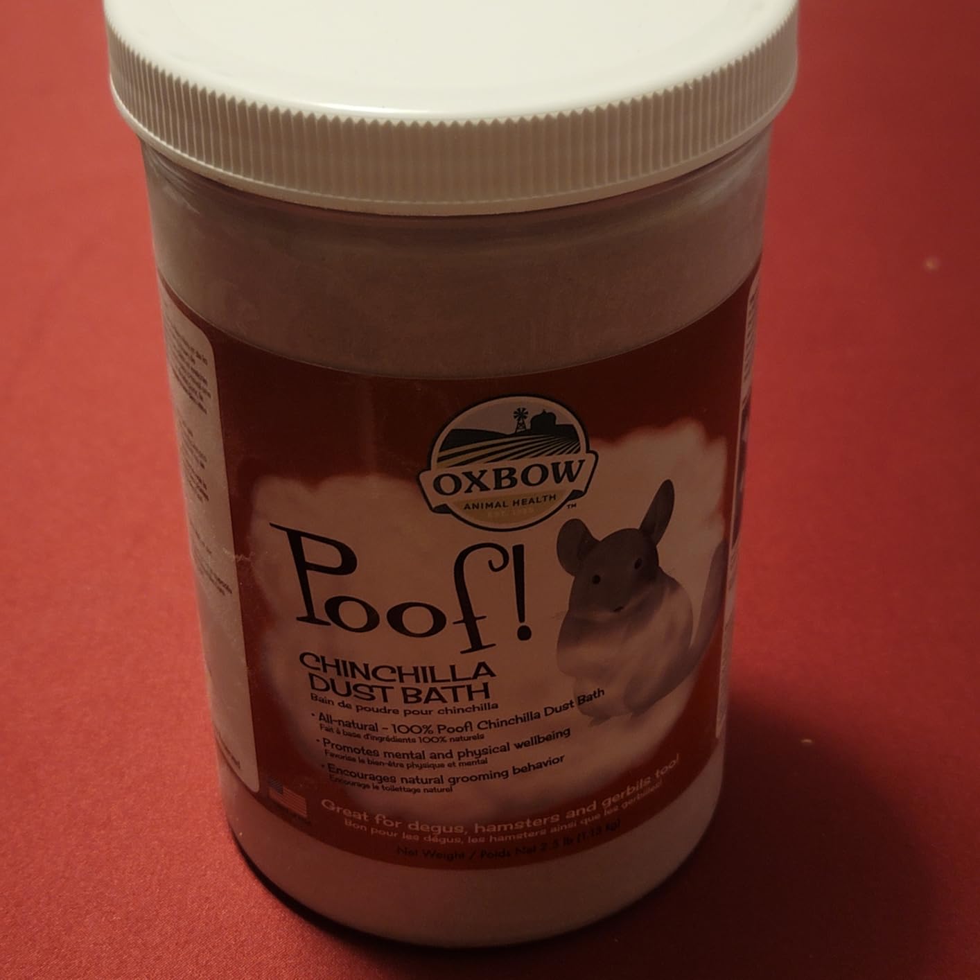 Oxbow POOF! Chinchilla Dust Bath, 100% Natural Blue Beauty Dust for Chinchillas, Degus, Gerbils, and Hamsters, Small Animal Grooming, Natural Dusting Powder, 2.5 lbs Jar customer photo 1