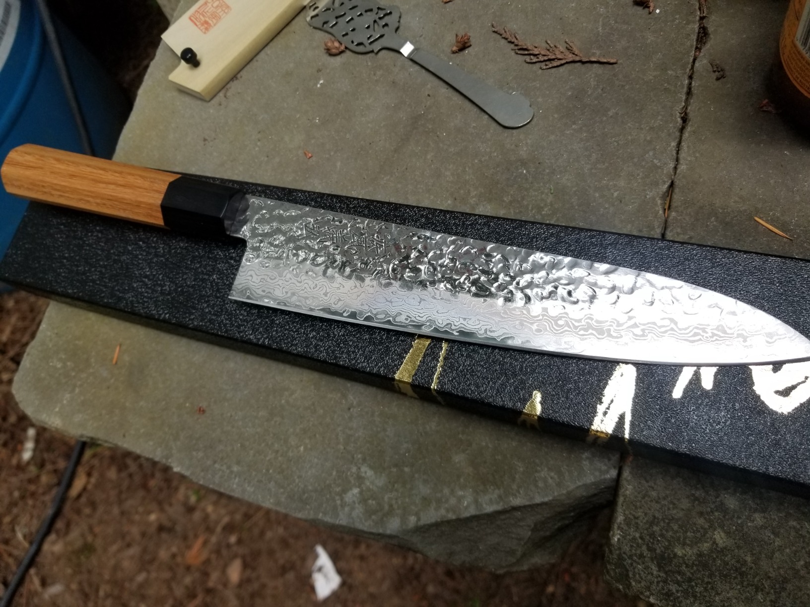 VG10 46 Layers Hammered Damascus Gyuto Japanese Chefs Knife (Octagonal Ambrosia Handle) (8.25