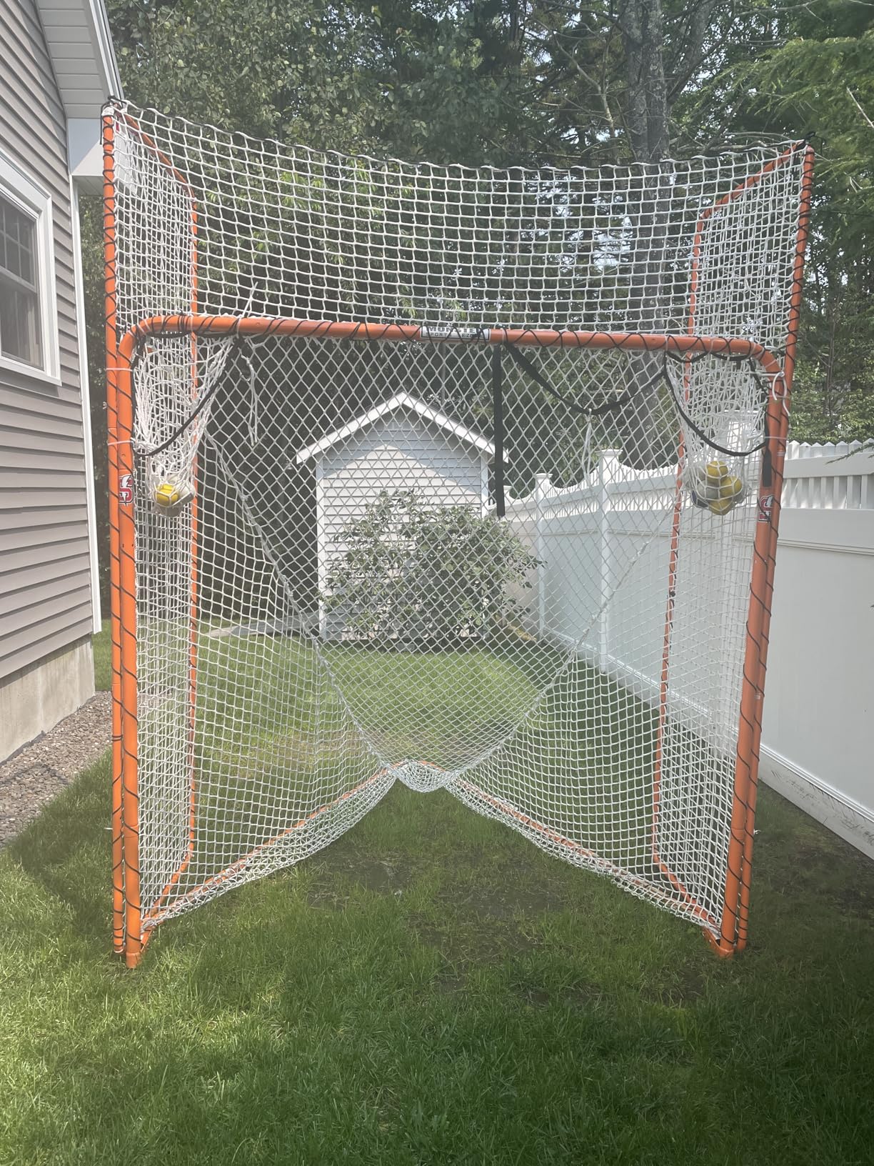 EZGoal Lacrosse Folding Goal with Backstop and Targets, Orange, 6' x 6' customer photo 1