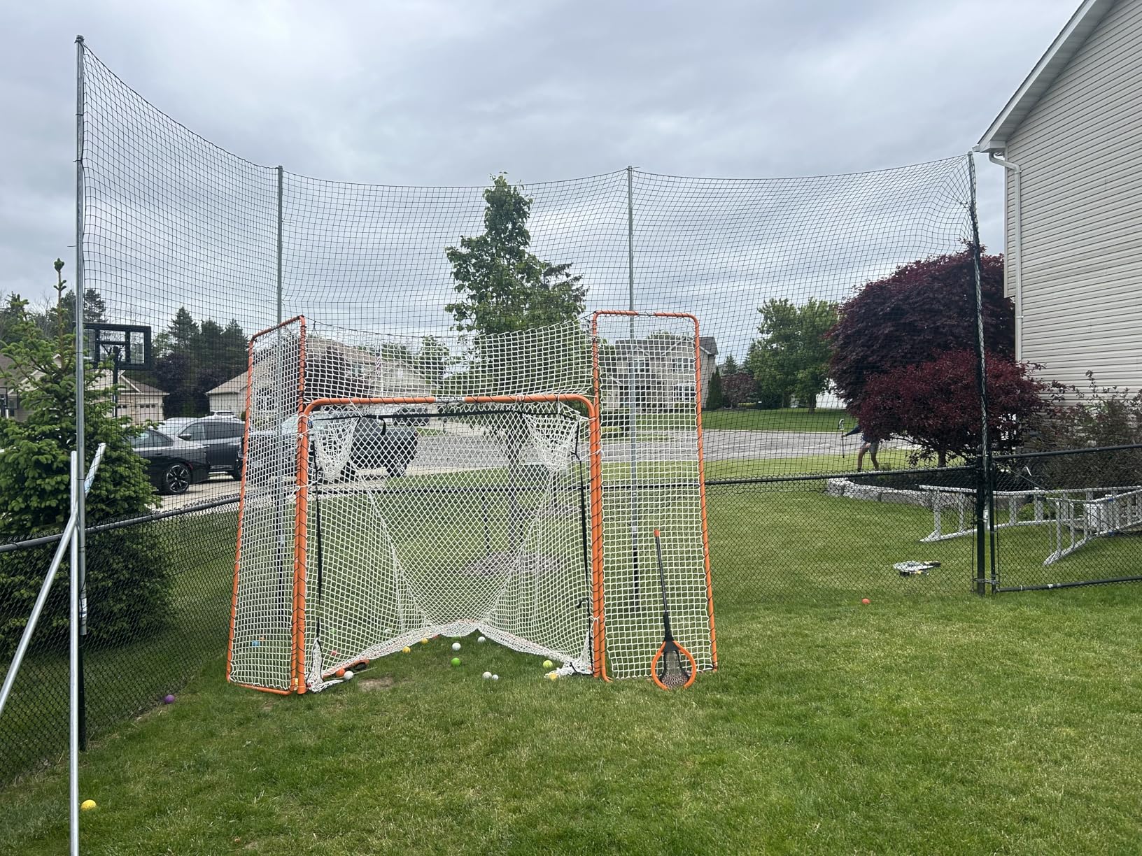 EZGoal Lacrosse Folding Goal with Backstop and Targets, Orange, 6' x 6' customer photo 2