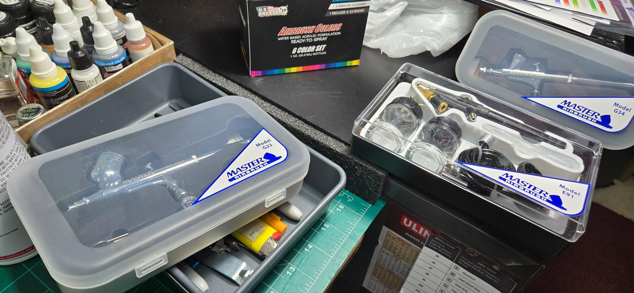 Master Airbrush Cool Runner II Air Brush Kit with Air Compressor Dual Fan, 3 Airbrushes, 6 Color Acrylic Paint Set, Hose, Brushes & Learning Guide Manual for Crafts, Auto, Tattoo & Model Painting customer photo 2