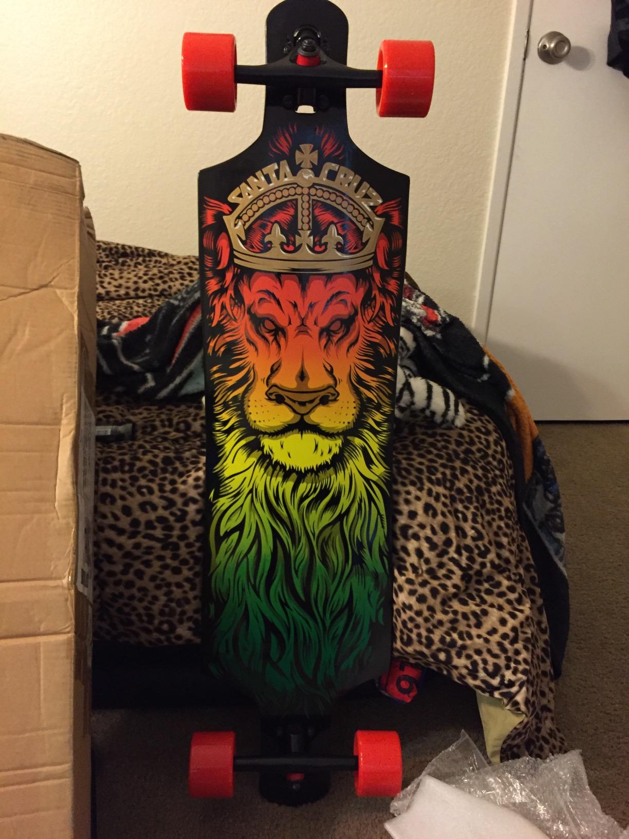 Santa Cruz Lion God Rasta Drop Thru Cruzer Freeride Longboard Deck Complete 40