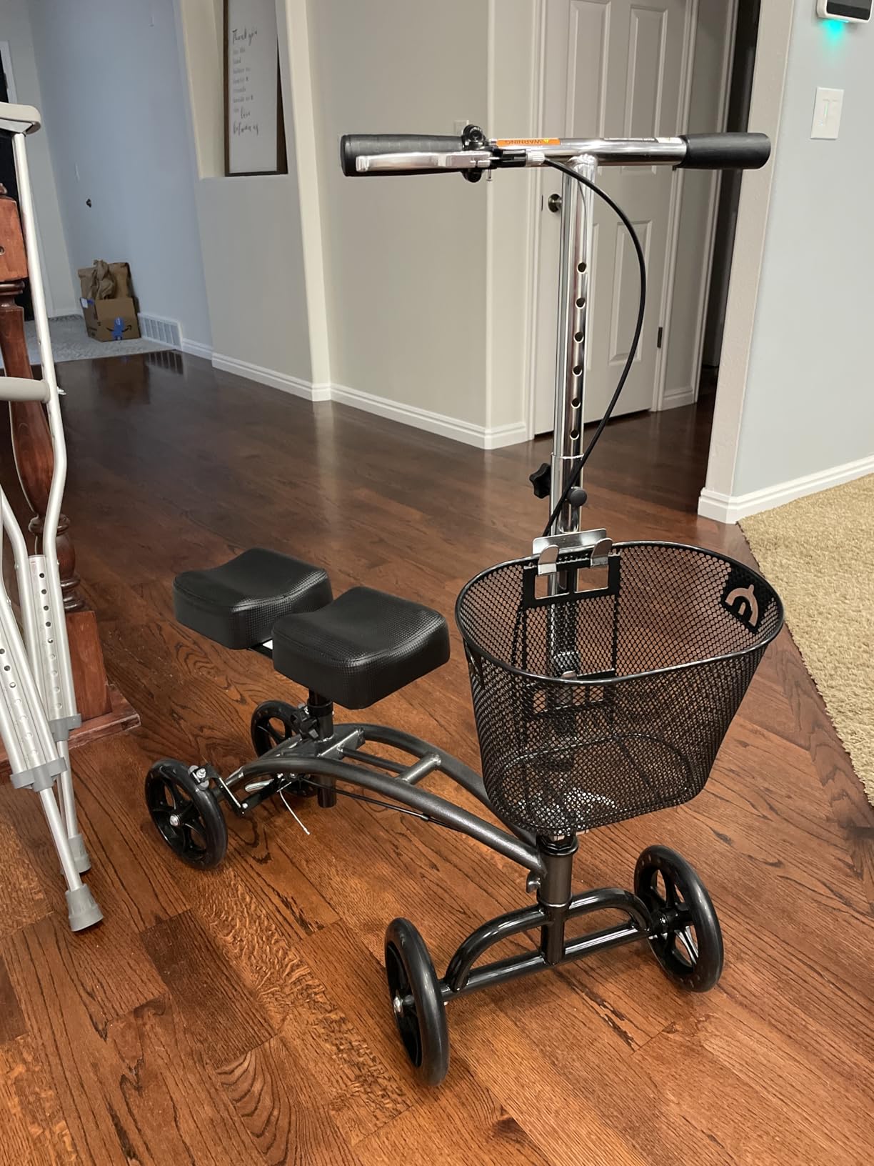 Drive Medical 796 Adjustable Height Steerable Knee Walker Knee Scooter Leg Walker Crutch Alternative, Dual Pad with Basket and Hand Brake 350 Pound Weight Cap customer photo 1