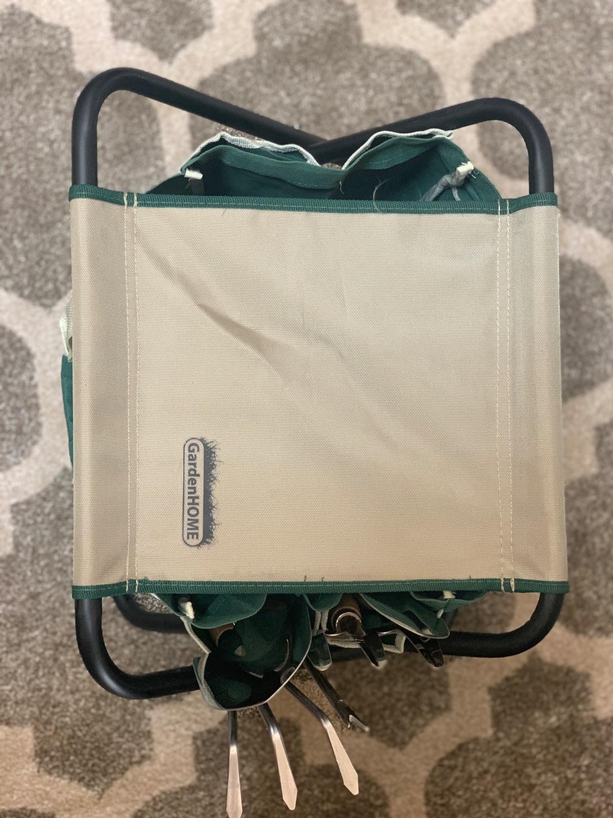 GardenHOME 7-Piece Green Gardening Tool Set - Stainless Steel Tools with Wooden Handles, Folding Stool & Canvas Tote, Durable Garden Kit for Every Gardener customer photo 2