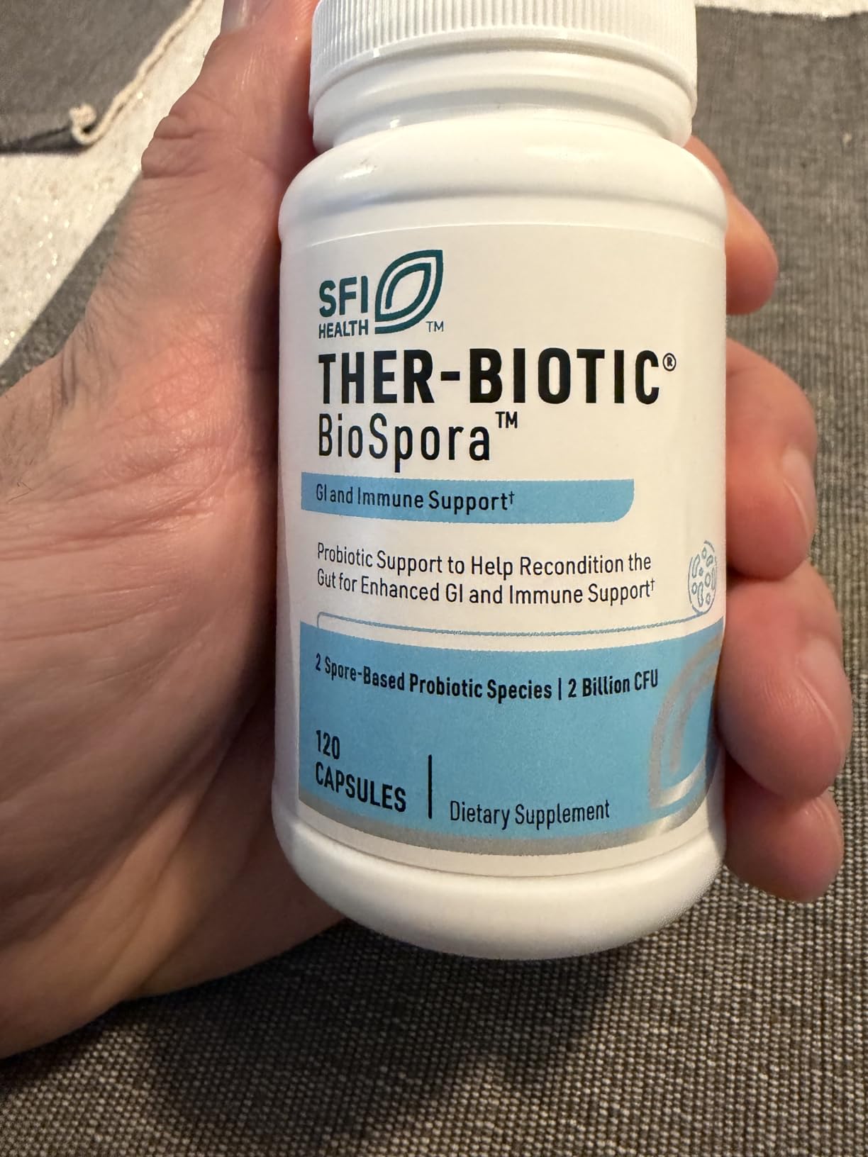 Klaire Labs SFI Health Biospora Probiotic - Bacillus Coagulans & Subtilis 2 Billion CFU for Digestive & Immune Support - Soil-Based, Shelf-Stable Spore Forming Probiotic for Men & Women (120 Capsules) customer photo 1