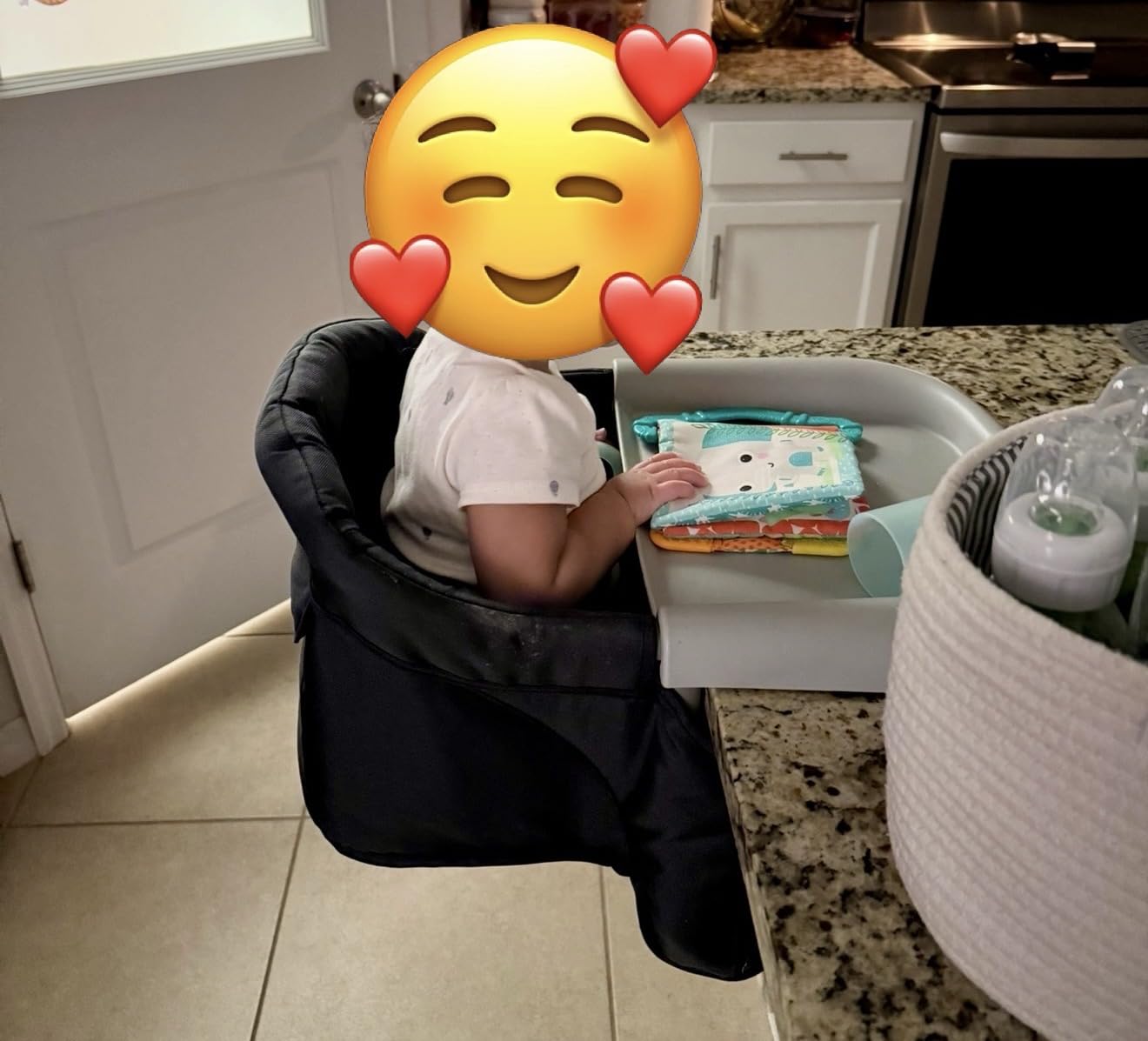 Inglesina Fast Table Chair, Black - Portable Baby High Chair - for Babies & Toddlers up to 37 lbs - Collapsible Design - Fits Tables 0.8'' to 3.5'' Thick - Compact & Easy to Use - Travel Bag Included customer photo 2