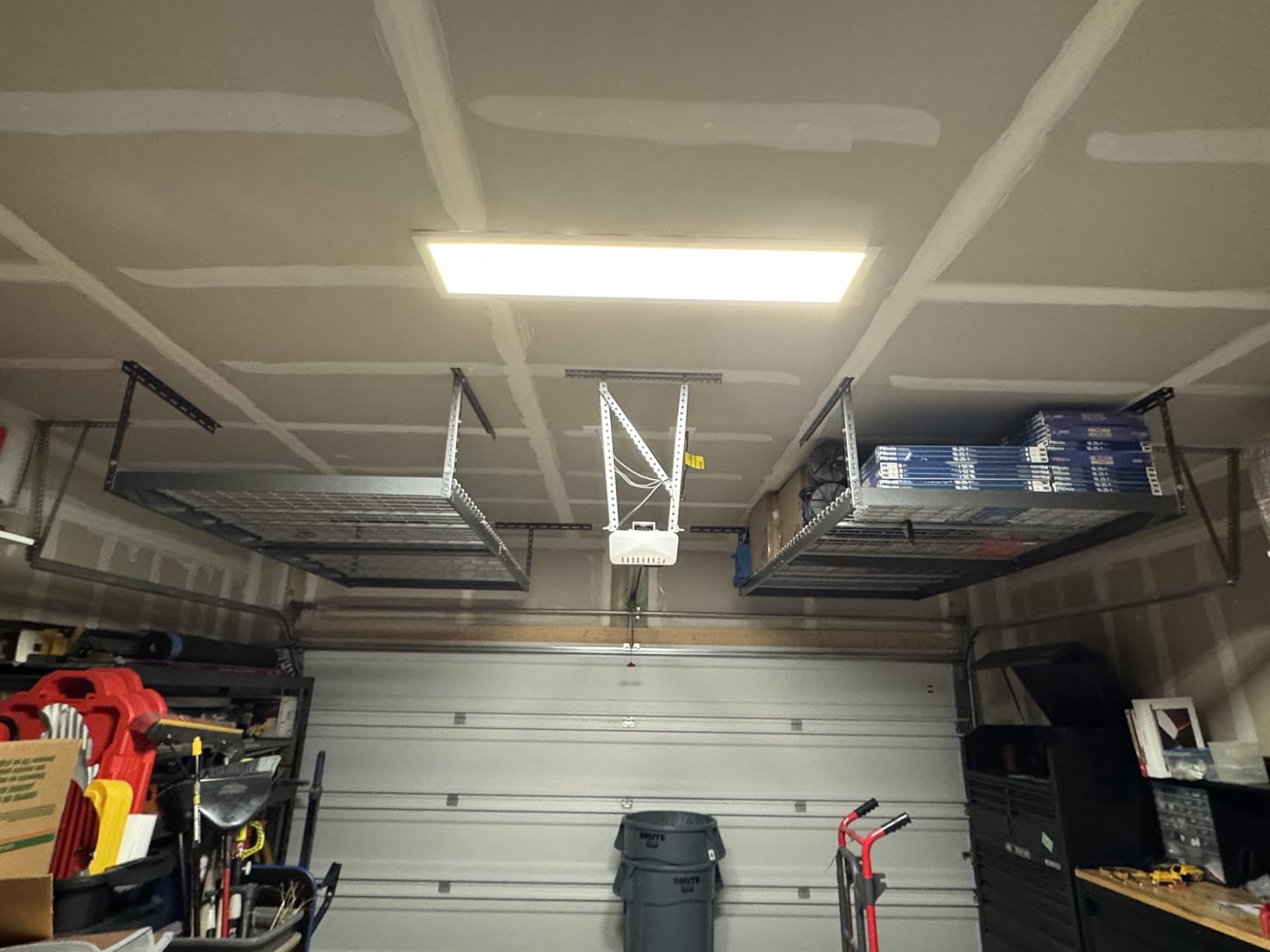 MonsterRax Overhead Garage Storage Rack - 4 x 8 Ceiling Racks for Garage, Organization Shelving, Hanging Shelf, Grey, 24