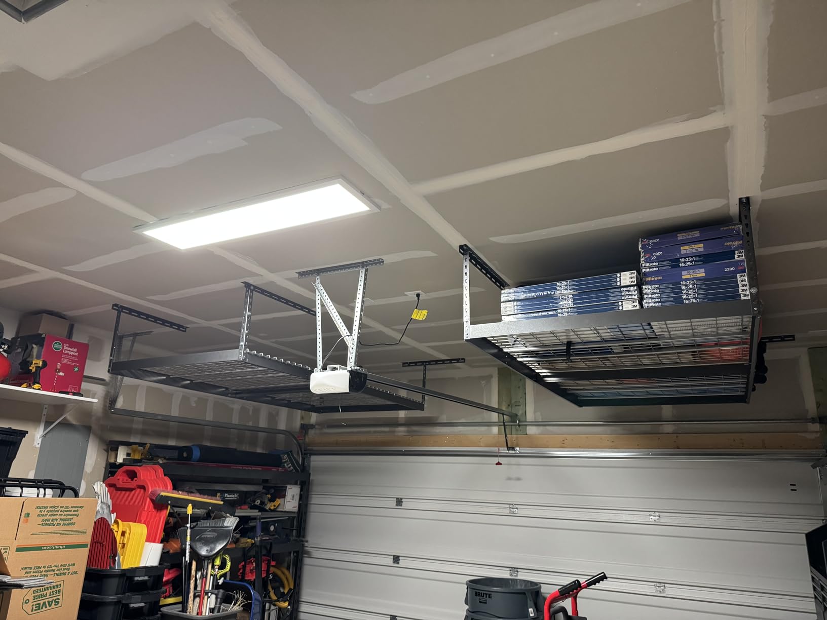 MonsterRax Overhead Garage Storage Rack - 4 x 8 Ceiling Racks for Garage, Organization Shelving, Hanging Shelf, Grey, 24