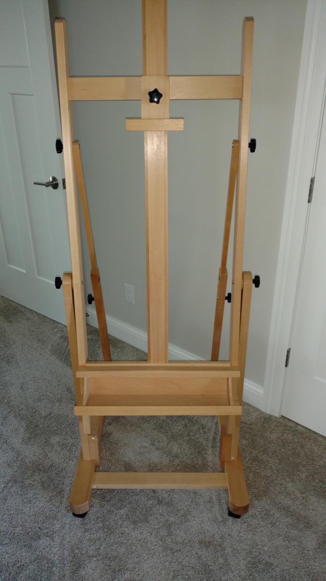 U.S. Art Supply Heavy Duty Extra Large Adjustable Wood H-Frame Easel - Sturdy Wooden Stand, Locking Caster Wheels - Studio Artist Easel for Painting, Canvas Holder Display, Sturdy Beechwood customer photo 1