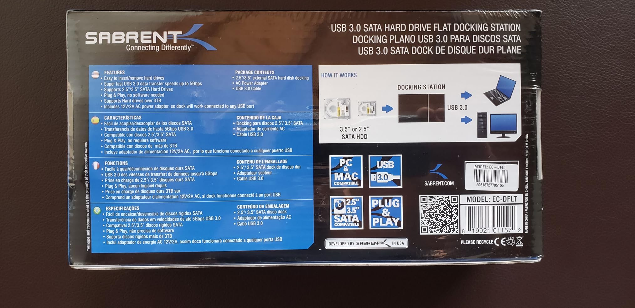 SABRENT USB 3.0 to SATA External Hard Drive Lay-Flat Docking Station for 2.5 or 3.5in HDD, SSD [Support UASP] (EC-DFLT) customer photo 1