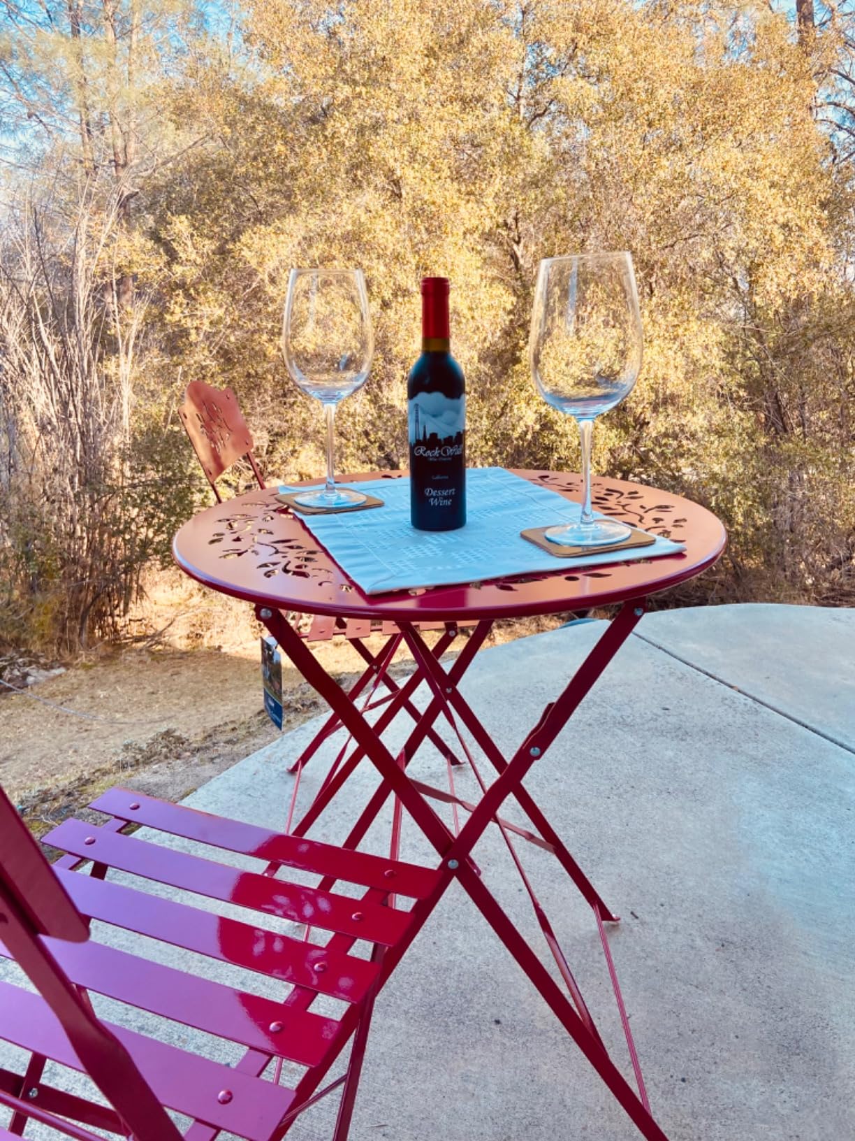 Alpine Corporation Indoor/Outdoor 3-Piece Bistro Set Folding Table and Chairs Patio Seating, Red customer photo 2