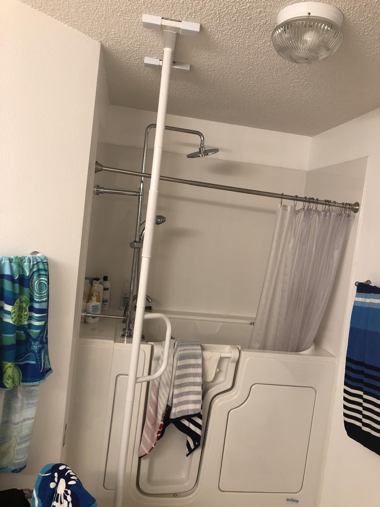 Stander Wonder Pole Lite, Adjustable Floor to Ceiling Safety Grab Bar with Security Support Handle for Fall Prevention, Tension Mounted Transfer-Pole for Adults, Seniors, and Elderly, White customer photo 1