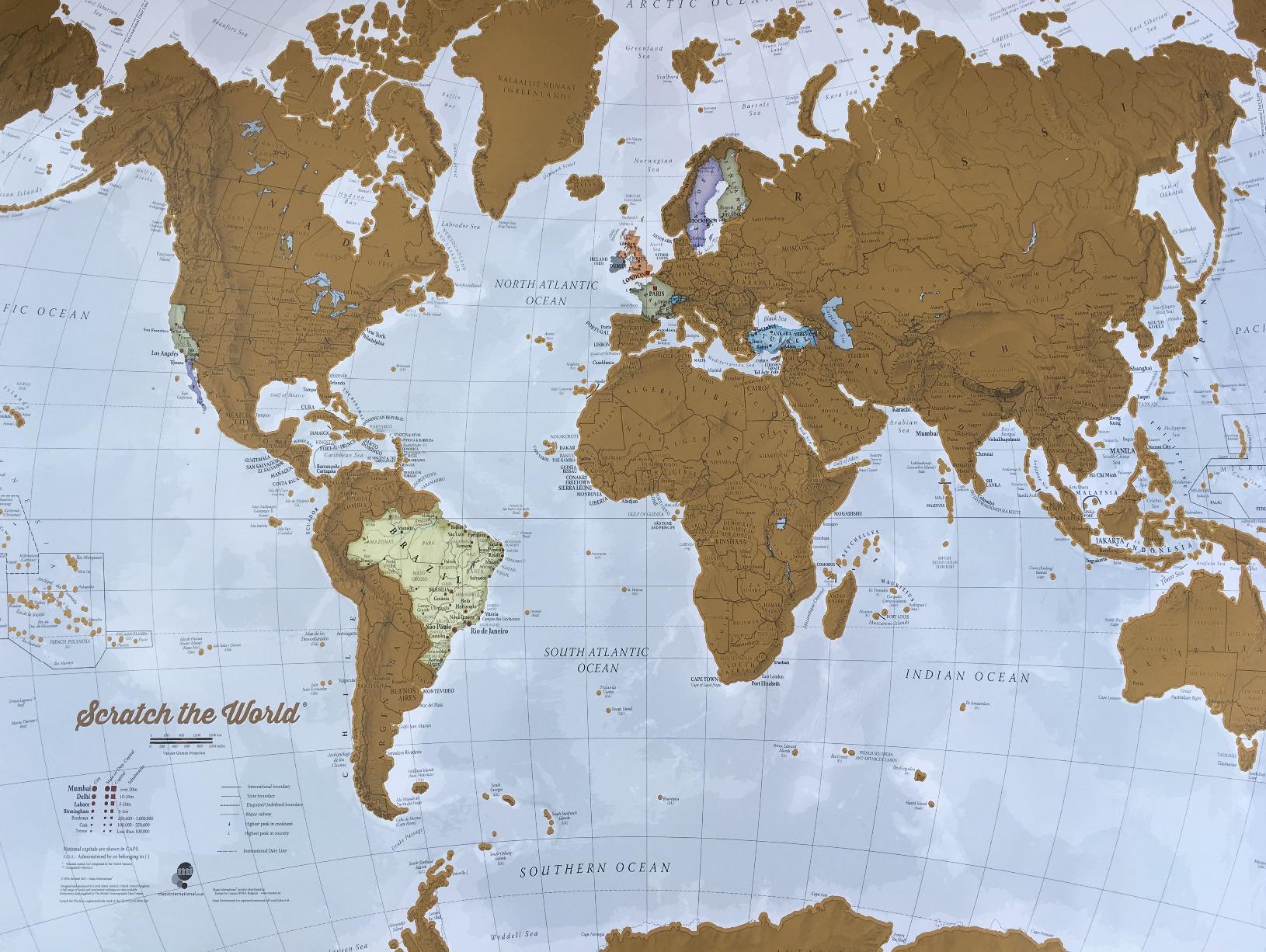Scratch The World Travel Map - Frameable Scratch Off World Map Poster - X-Large 23 x 33 - Maps International - 50 Years of Making Maps - Updated 2025 - Cartographic Detail Featuring Country & State Borders customer photo 2