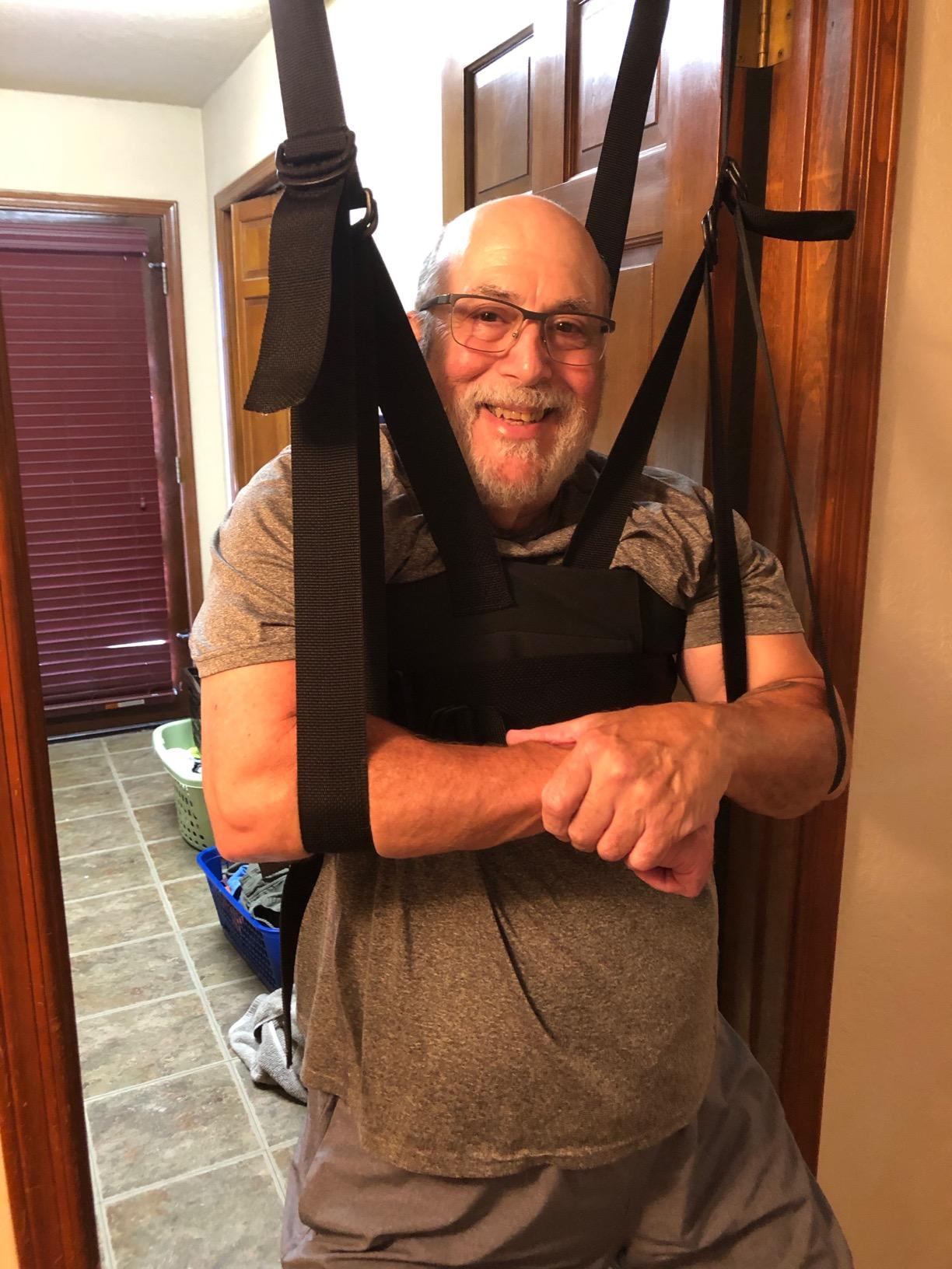 Sit and Decompress Back Stretcher 3 Minutes A Day Lumbar Traction Spinal Decompression - Inversion Table Alternative (Medium Harness No Bar) customer photo 1