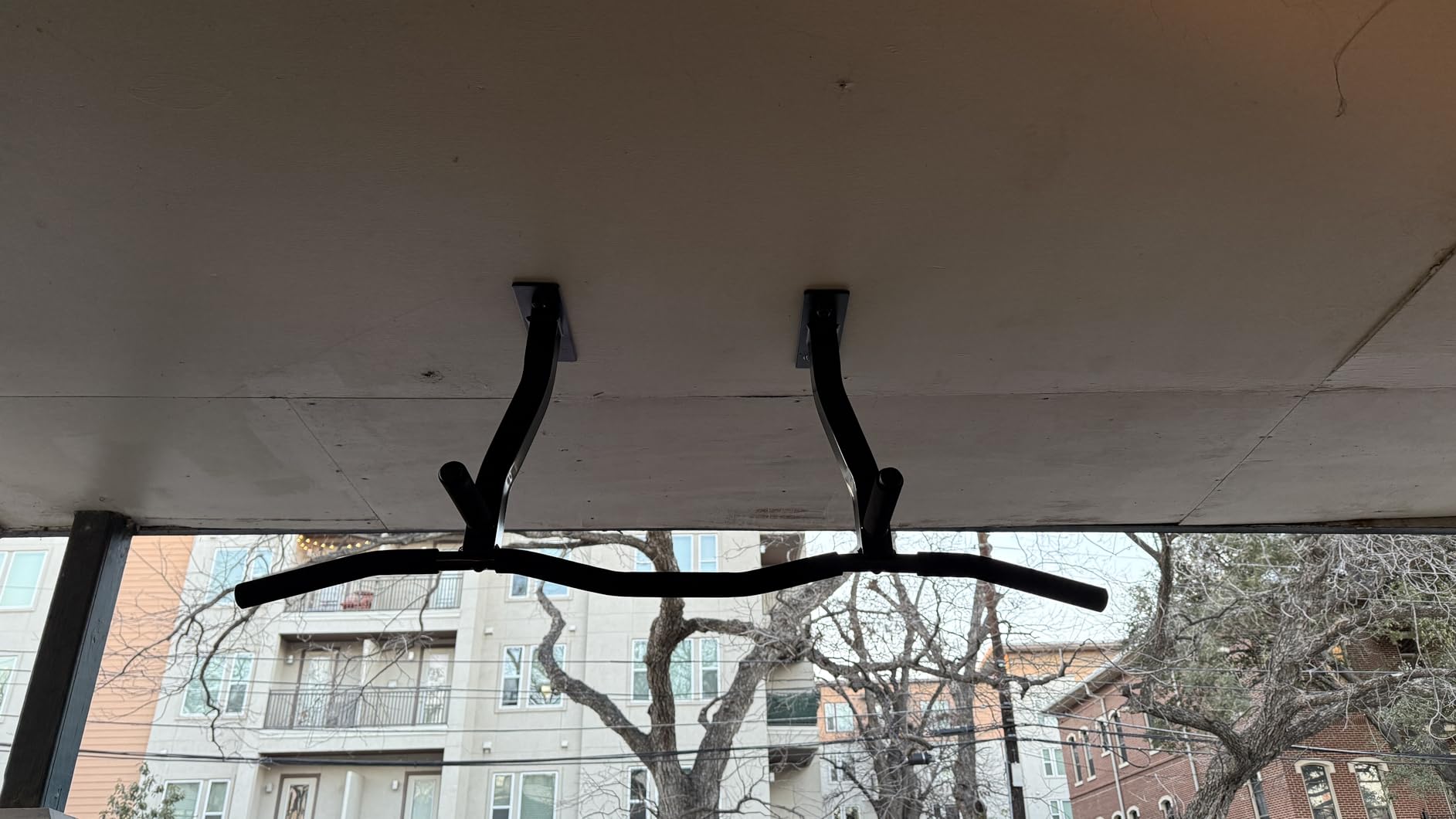 Ceiling Mount Pull Up Bar with Reversible Risers for 16 and 24 Inch Joists with Optimum Grip Spacing by Ultimate Body Press customer photo 1