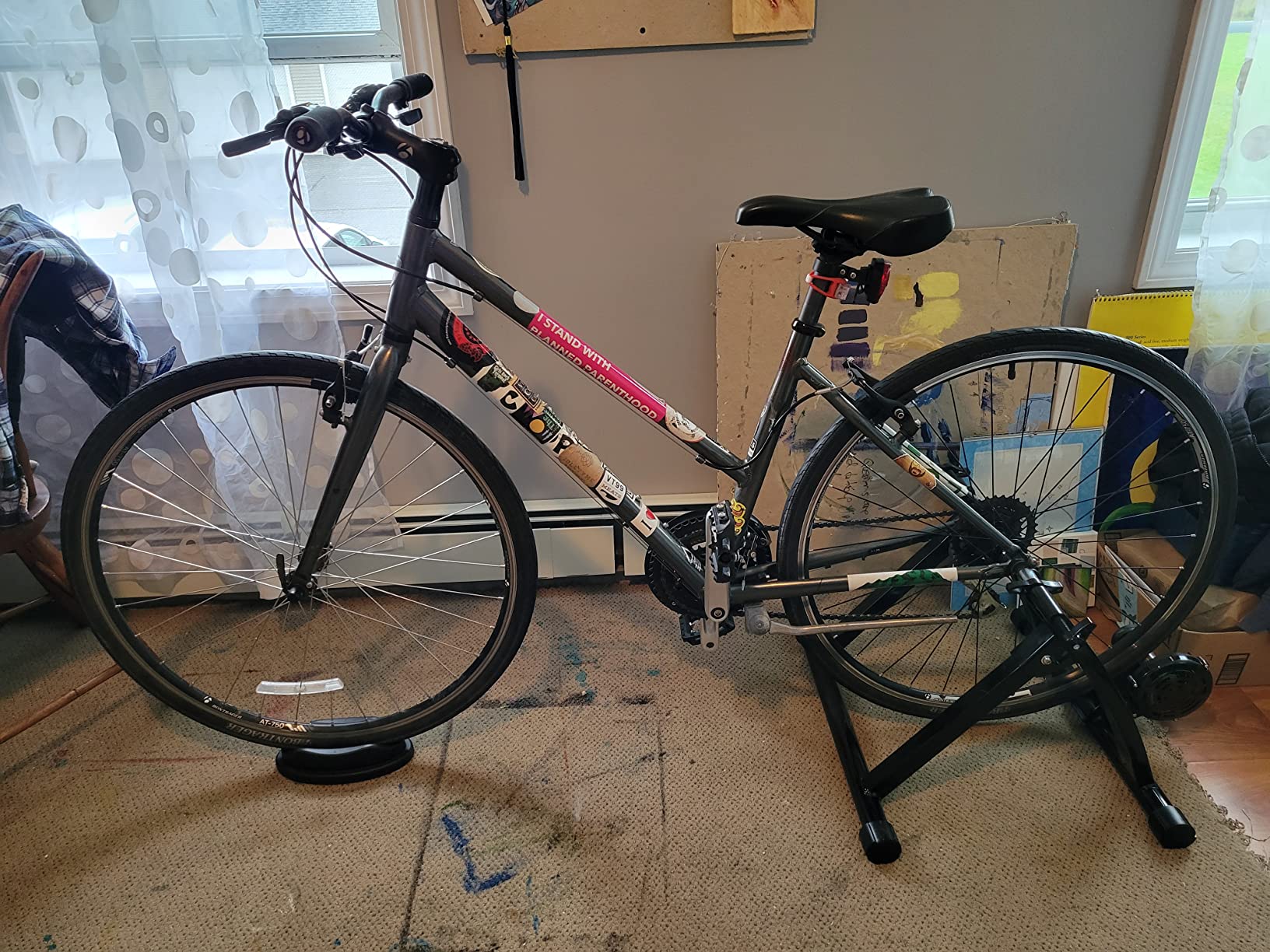 Topeakmart Magnetic Bike Trainer Stand Indoor Magnet Steel Bike Exercise Trainer Stand Resistance Stationary Bike Trainer w/Front Wheel Support and Quick Release Skewer for 26in-28in, 700C Wheels customer photo 1