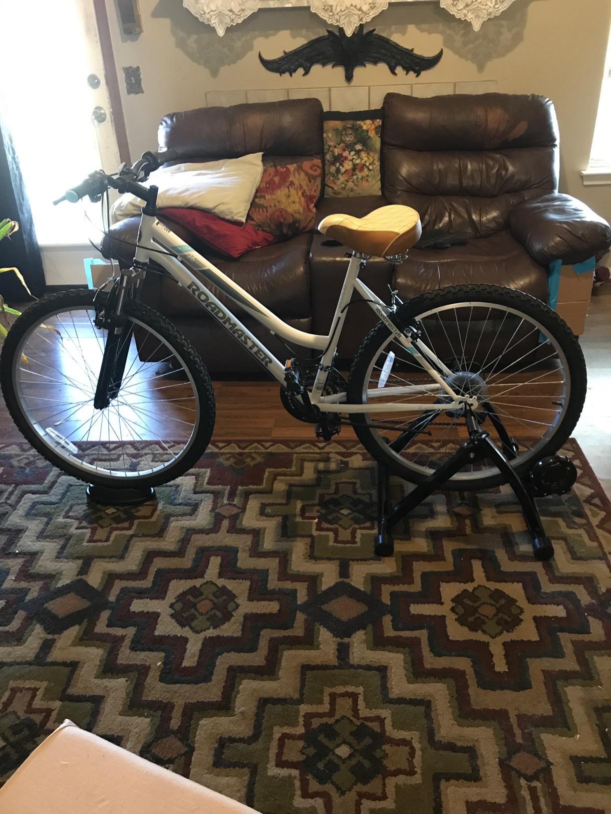 Topeakmart Magnetic Bike Trainer Stand Indoor Magnet Steel Bike Exercise Trainer Stand Resistance Stationary Bike Trainer w/Front Wheel Support and Quick Release Skewer for 26in-28in, 700C Wheels customer photo 2