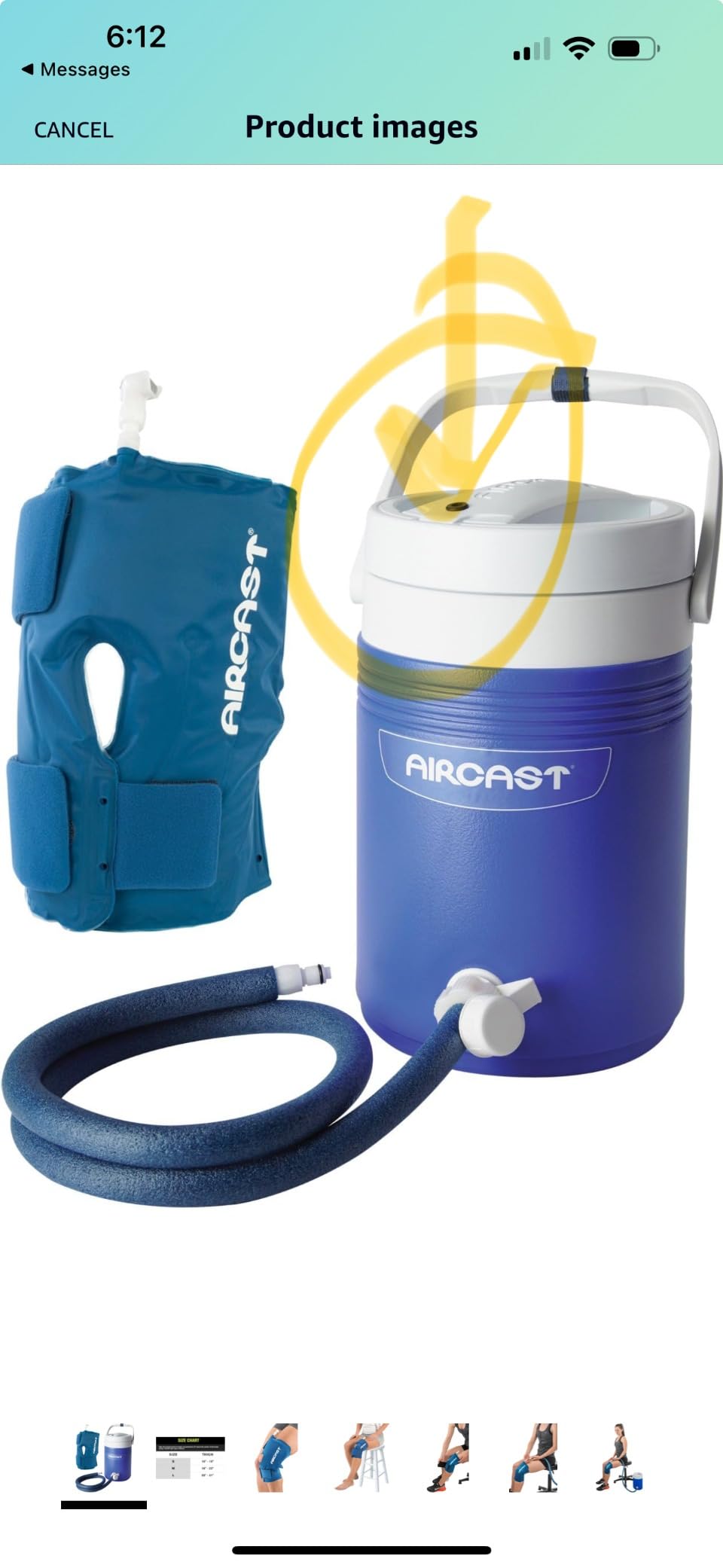 Aircast Cold Therapy Universal Fit Knee Cryo and Cuff with Gravity-Fed Non-Motorized Cooler for Maximum Cryotherapy (Blue, Medium) customer photo 2