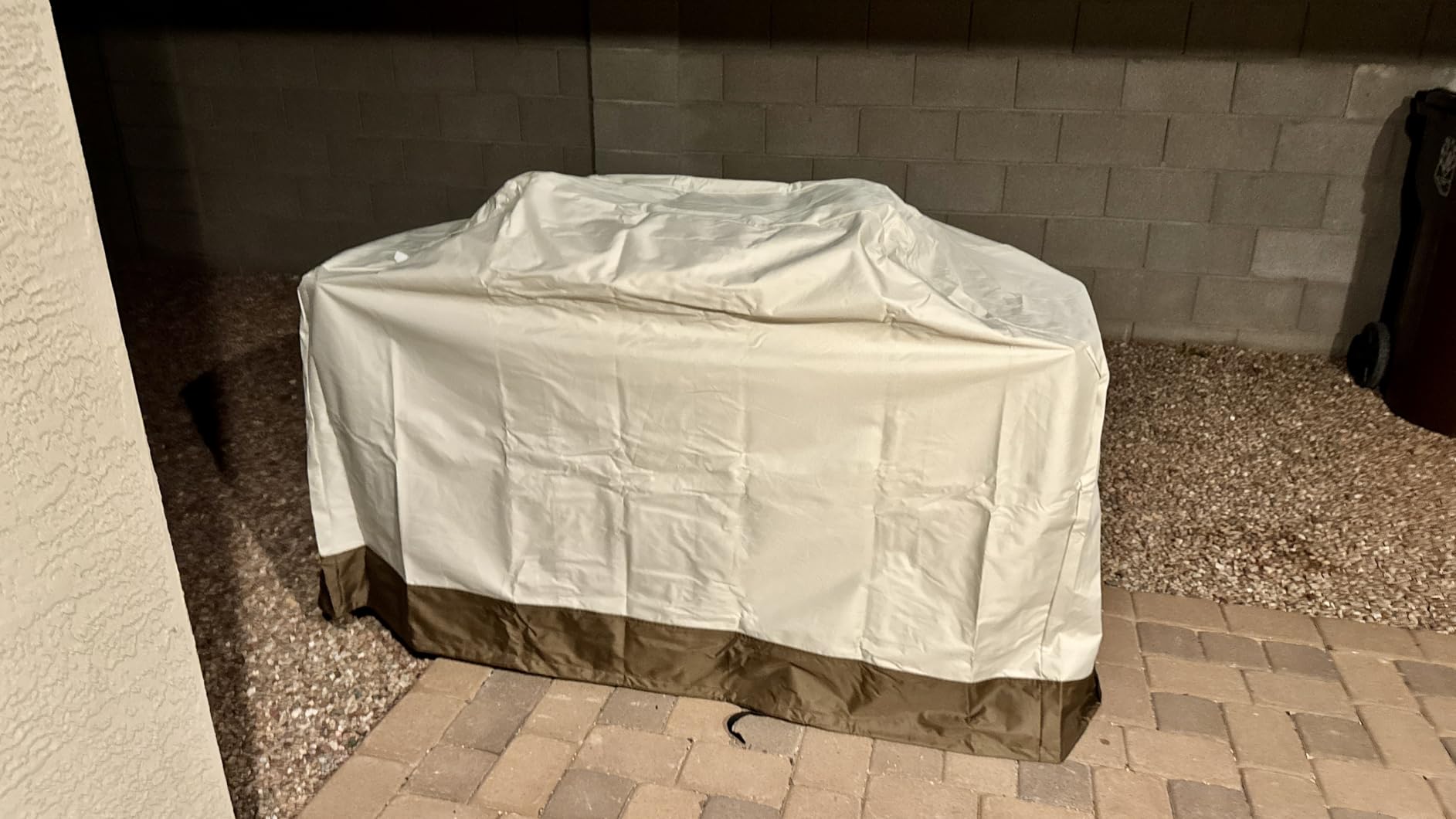 Amazon Basics Gas Grill Barbecue Cover for Outdoor, Waterproof, UV Resistant, Weather Resistant, All Weather Protection, Durable, 65 inch, Large, Beige customer photo 1