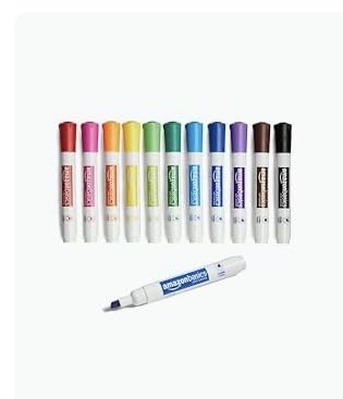 Amazon Basics Dry Erase Whiteboard Markers, Chisel Tip, Low-Odor, Assorted Colors, 12-Pack, Erase Easily customer photo 1