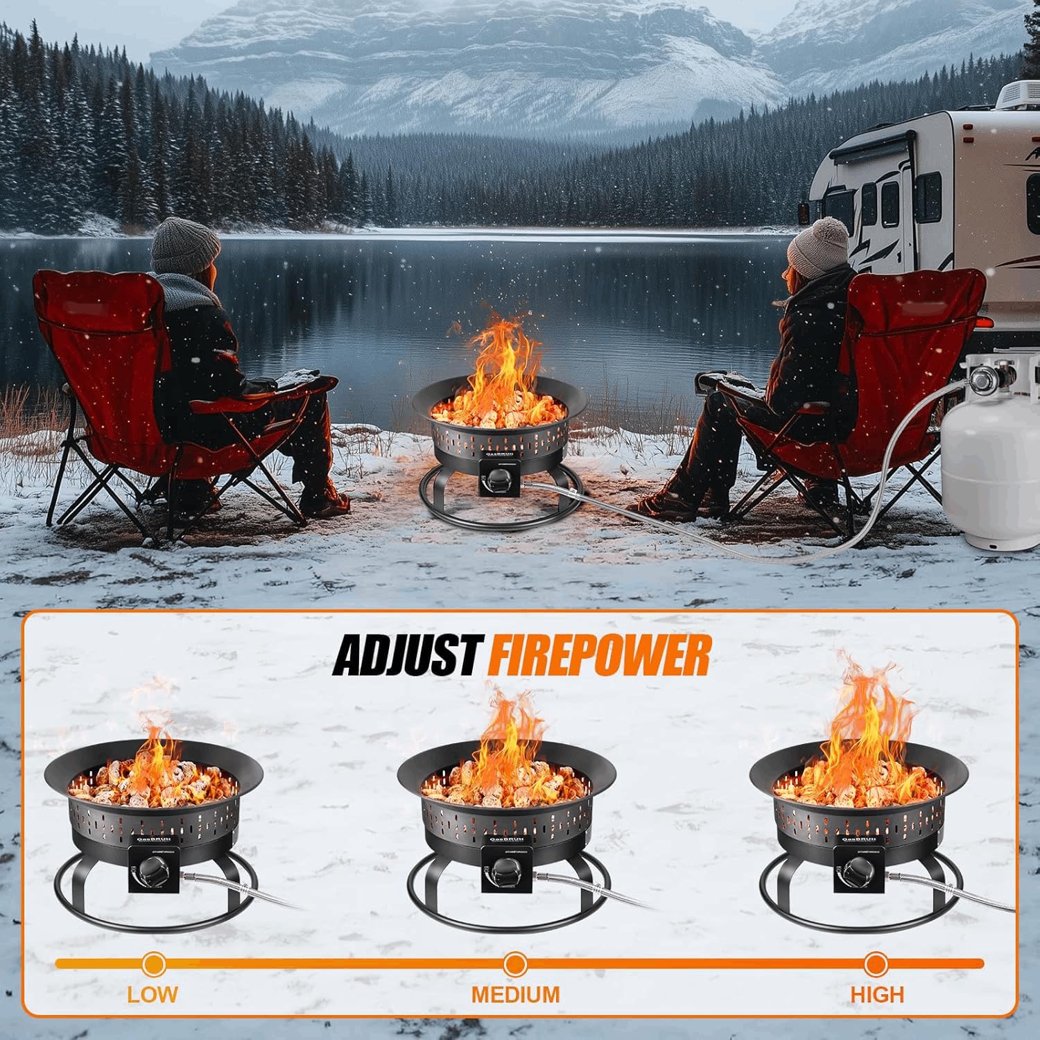 Outdoor Portable Propane Fire Pit, 19-Inch,60,000 BTU with Cover&Carry Kit,Camping Propane Fire Pits,Gas Firebowl,Portable Gas Fire Pit for Outside Patio,Backyard,Camping,RV,Deck,Tailgating customer photo 2