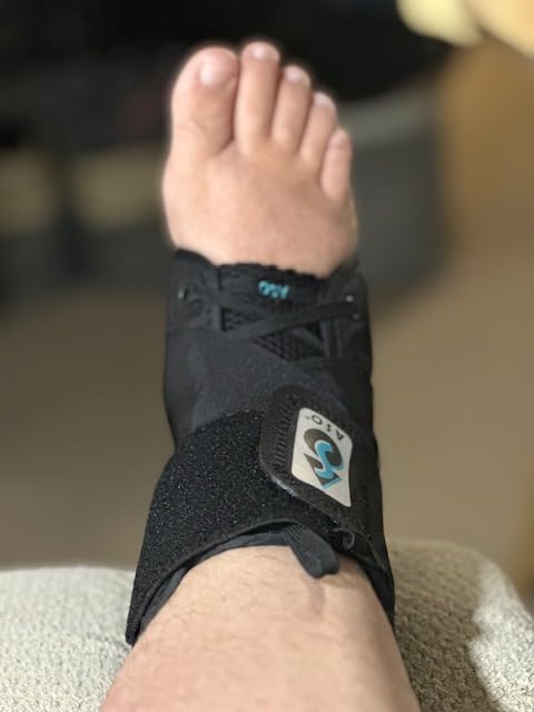 Med Spec ASO Ankle Stabilizer - Lace Up Ankle Brace for Sprained Ankle and Peroneal Tendonitis, Orthopedic Ankle Support for Men, Women, Adults, Teens and Kids, Sports Injury Recovery customer photo 1