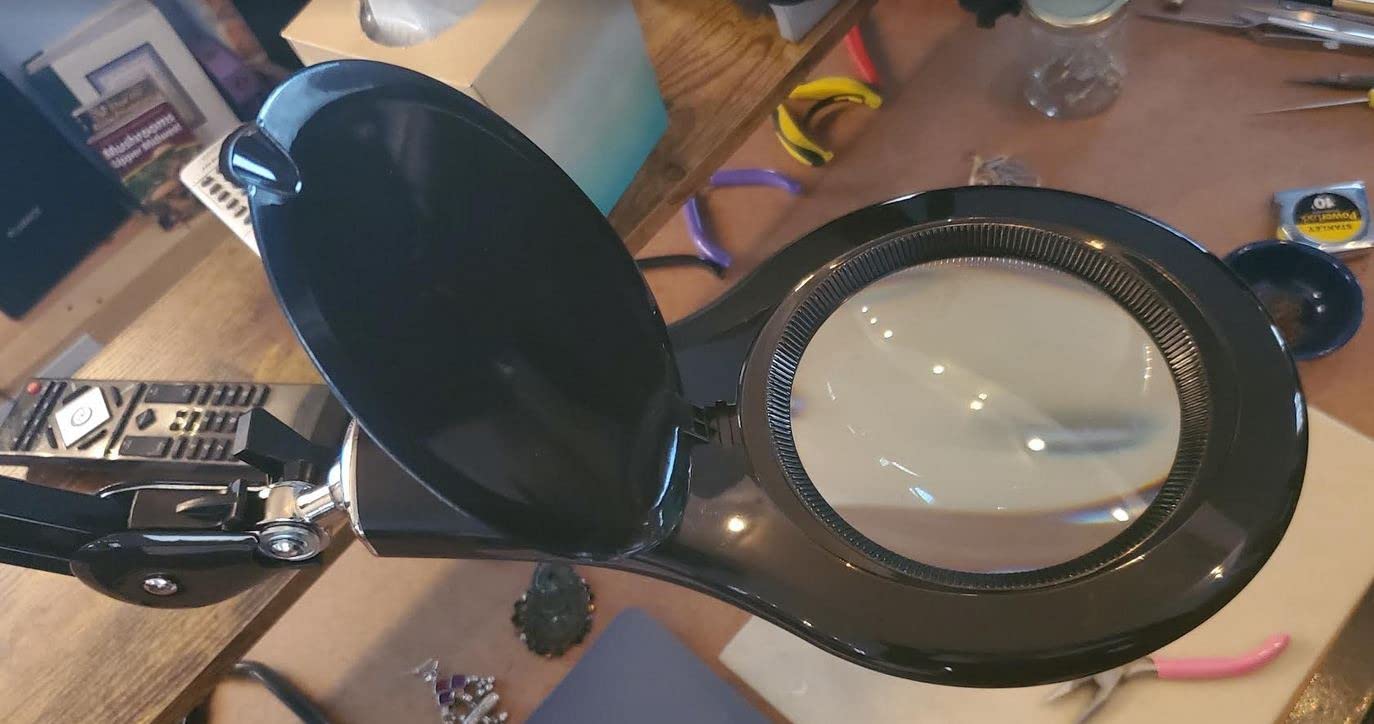 Brightech LightView PRO Magnifying Desk Lamp, 2.25x Light Magnifier, Adjustable Magnifying Glass with Light for Crafts, Reading, Close Work - White customer photo 2