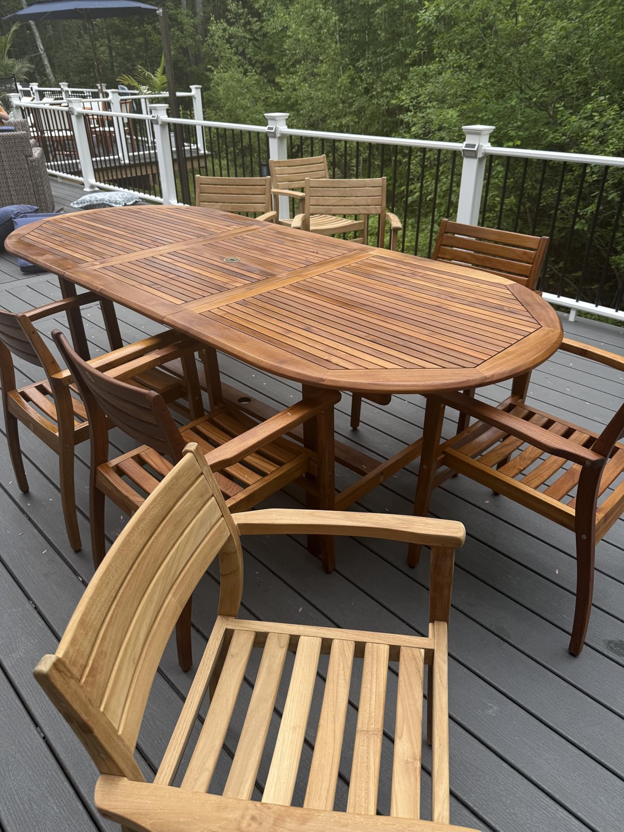Amazonia Fairview 9 Piece Teak Double Extendable Oval Dining Set customer photo 2