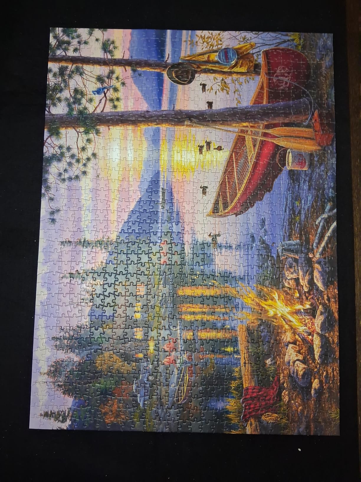 Buffalo Games - Canoe Lake 1000 Piece Puzzle for Adults - Jigsaw Puzzles - Darrell Bush Cabin Sunset Artwork with Poster - Challenging Outdoor Nature Scene customer photo 1