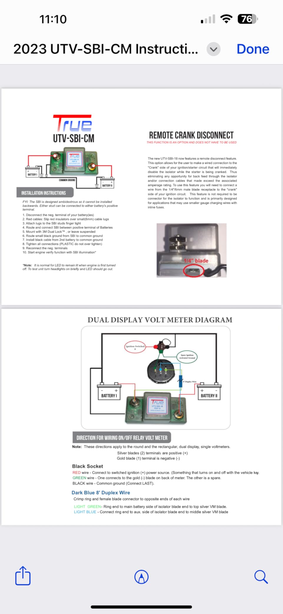 TRUE® UTV-SBI-CM UTV Dual Battery Connect & Monitor Kit customer photo 1