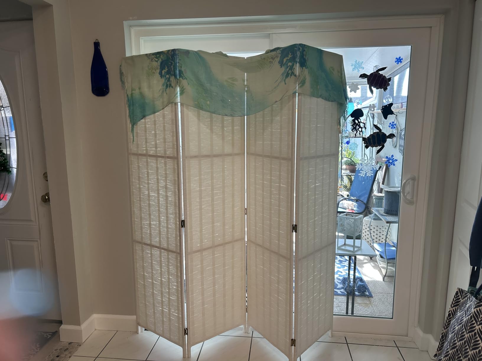 FDW Room Divider 6FT Wall Divider Wood Screen 4 Panels Wood Mesh Hand-Woven Design Room Screen Divider Indoor Folding Portable Partition Screen, Black customer photo 1