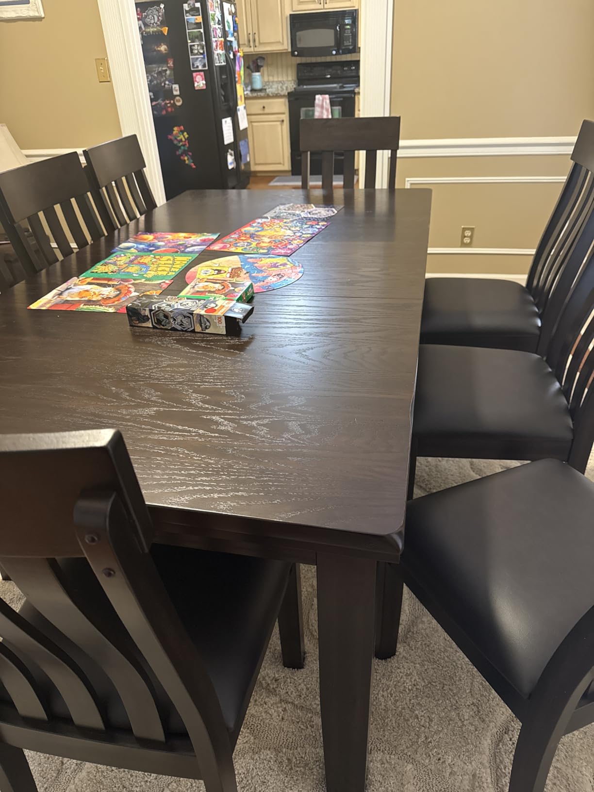 Signature Design by Ashley Haddigan Traditional Rectangular Dining Extension Table, Seats up to 8, Dark Brown customer photo 1