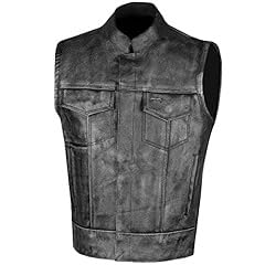 Jackets 4 Bikes Men's SOA Motorcycle Vest - Premium Buffalo Leather, Multiple Pockets Club Style Biker Vest - All Seasons customer photo 2