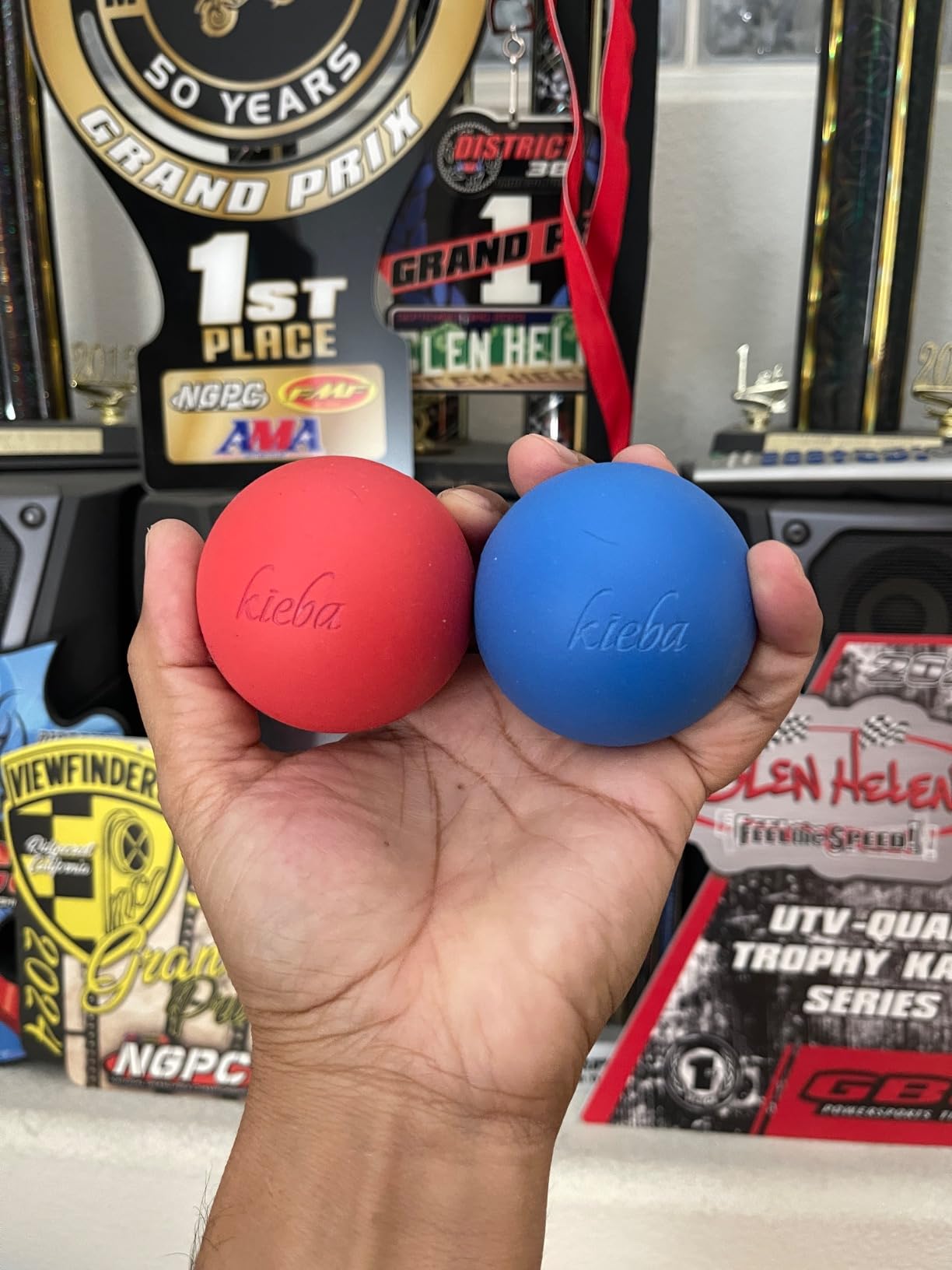 Massage Lacrosse Balls for Myofascial Release, Set of 2 Firm Balls (Blue and Red) customer photo 1