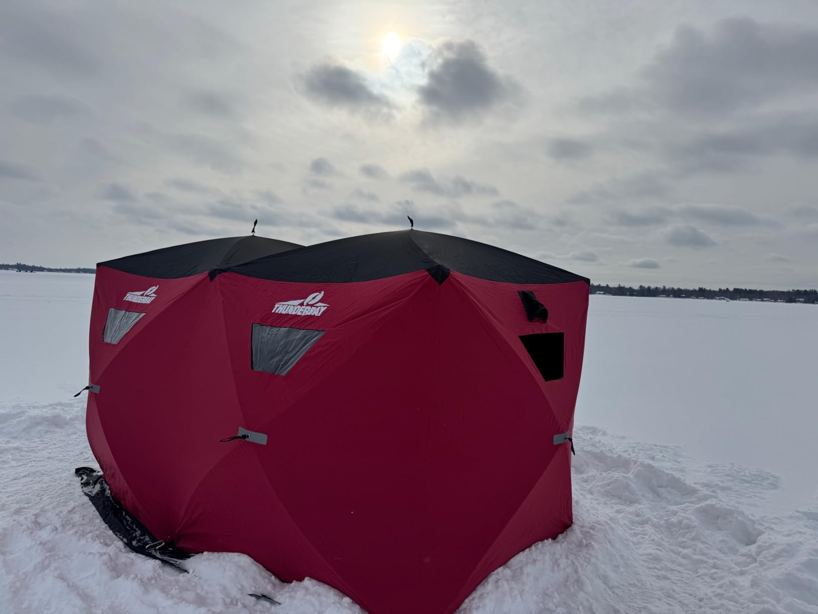 THUNDERBAY Ice Cube Series Pop-Up Hub-Style Ice Fishing Shelter, 68-112 Square Feet of Fishable Area, Portable 6-8 Person Ice Shanty customer photo 2