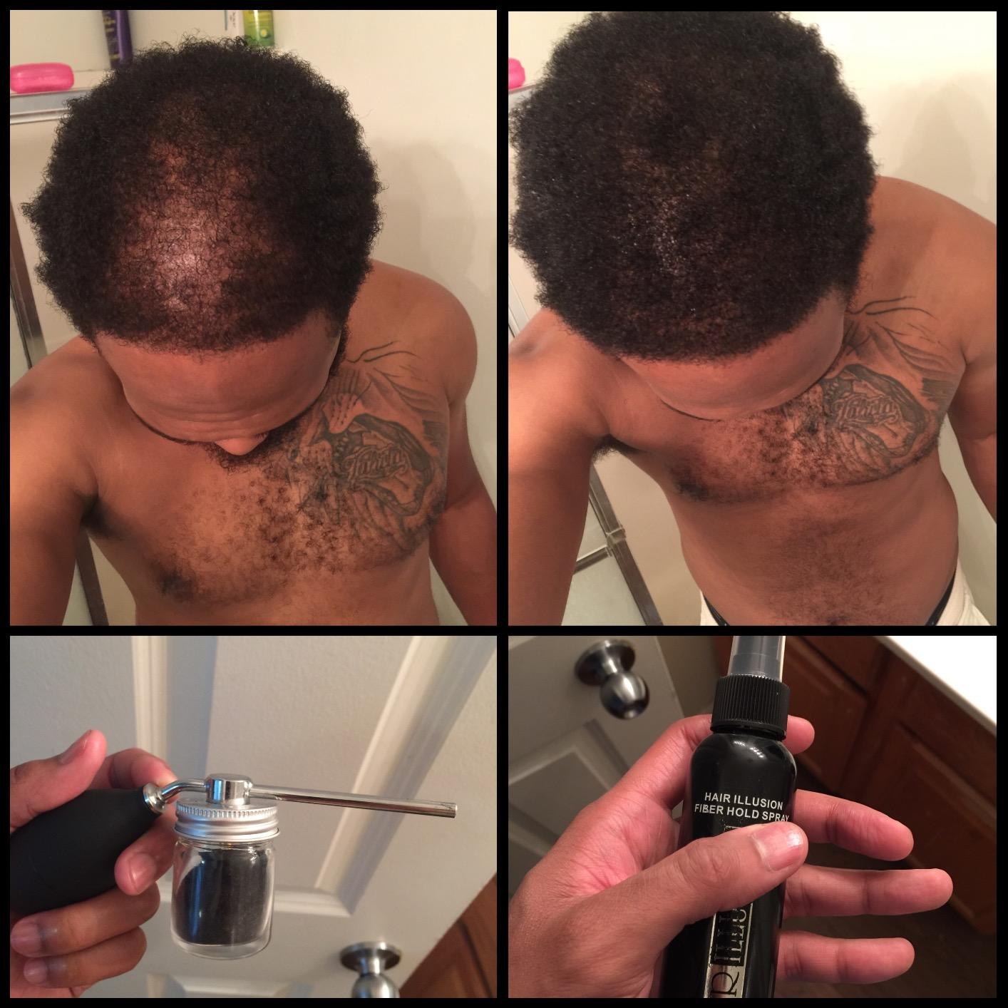 Hair Illusion Black Real Hair Fibers for Thinning Hair - 100% Natural Texture, Non Synthetic Hair Fibers - Bald Spot Cover Up for Women & Men - 18 Gram customer photo 1