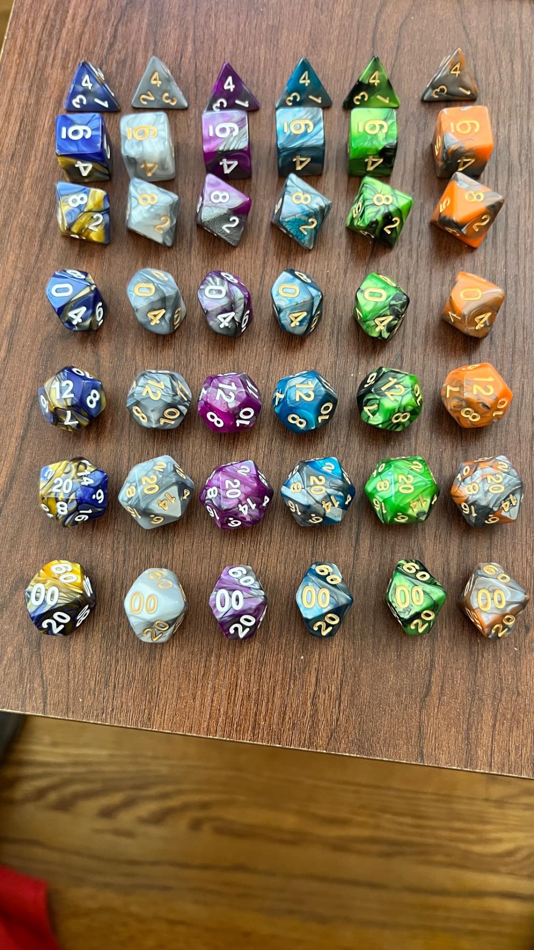 SmartDealsPro 5 x 7-Die Double-Colors Polyhedral Dice Sets with Pouches for D&D DND RPG MTG Dungeon and Dragons Table Board Roll Playing Games D4 D6 D8 D10 D% D12 D20 customer photo 2