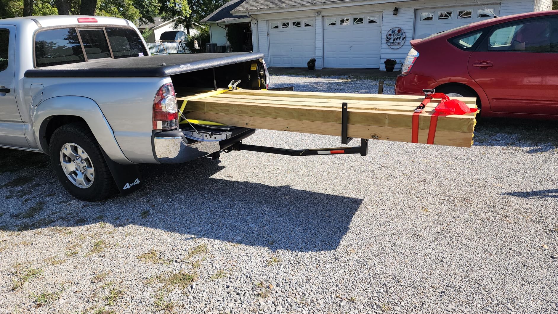 ECOTRIC Truck Bed Extender Pickup Truck Bed Hitch Mount Extension Rack SUV Lumber Ladder Canoe Boat Kayak Long Pipes w/Flag 750lbs Capacity customer photo 2