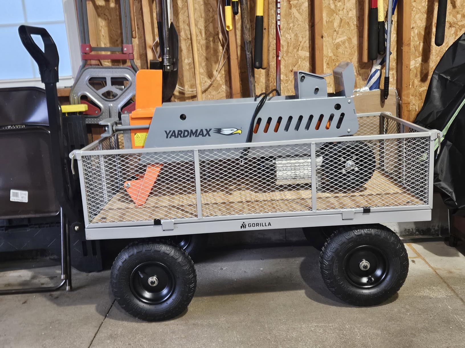 Gorilla Carts Steel Utility Garden Cart, 1,000-Pound Capacity, Gray - Heavy-Duty Outdoor Wagon with Removable Sides, 13-Inch Pneumatic Tires, and Convertible Pull or Tow Handle customer photo 1