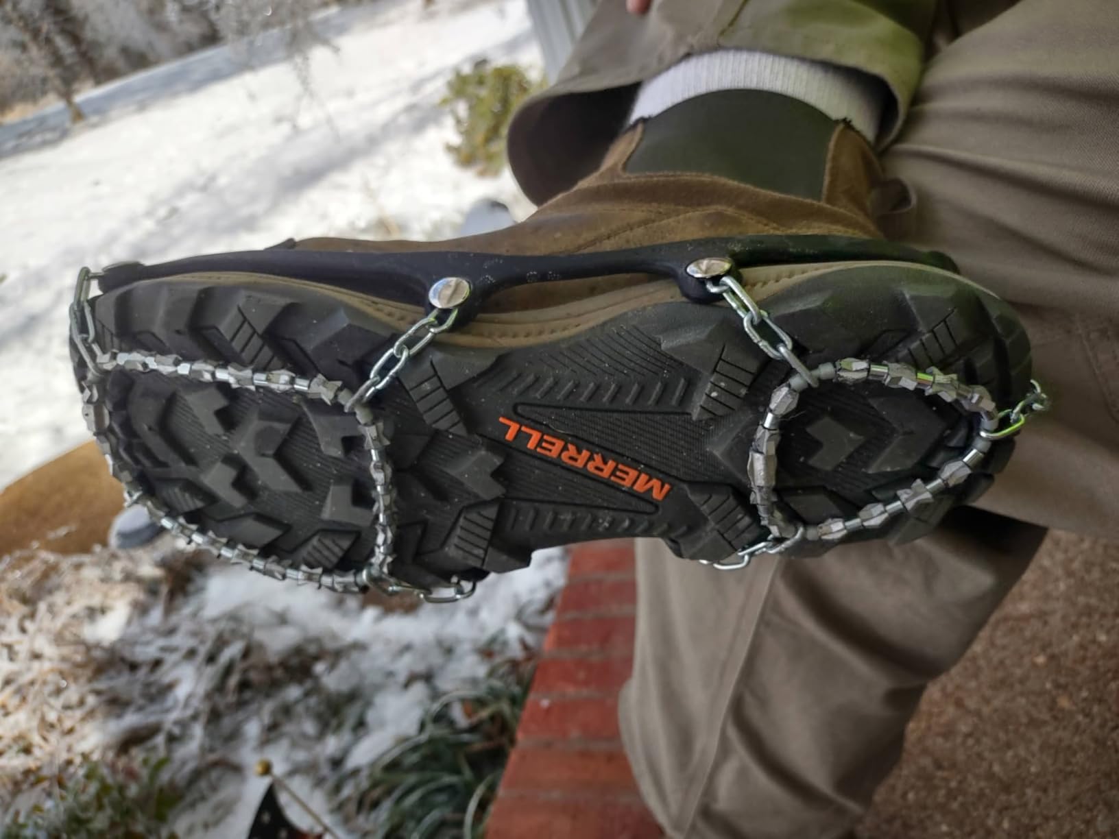 Yaktrax Diamond Grip - Full-Foot Traction on Ice, Snow, & Multi-Terrain Surfaces - Swiveling Diamond Bead Grip Points - Cold-Resistant Easy On/Off Elastic Upper Band customer photo 2