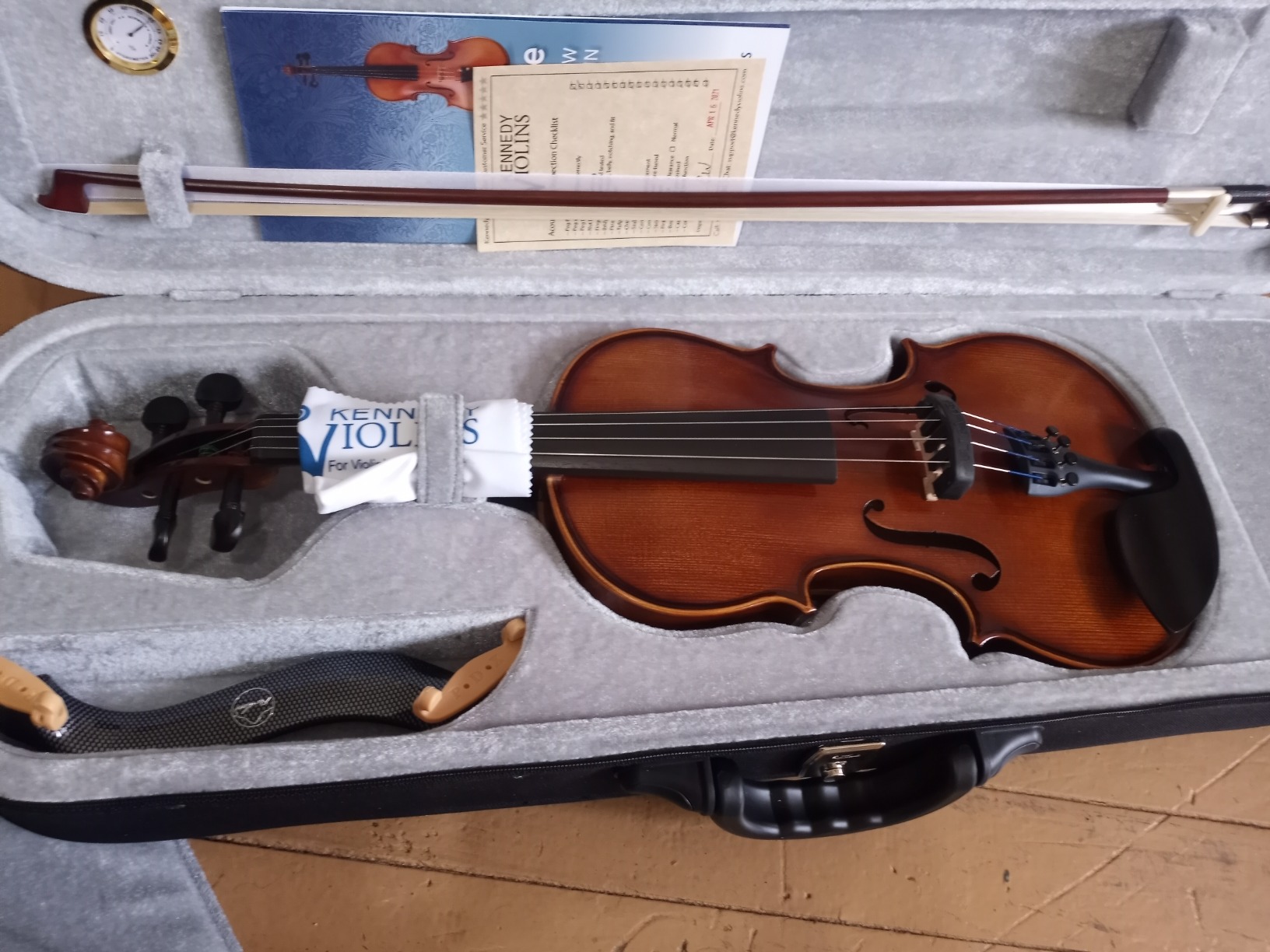 Bunnel Pupil Violin Outfit 4/4 Full Size By Kennedy Violins - Carrying Case and Accessories Included - Solid Maple Wood and Ebony Fittings customer photo 1