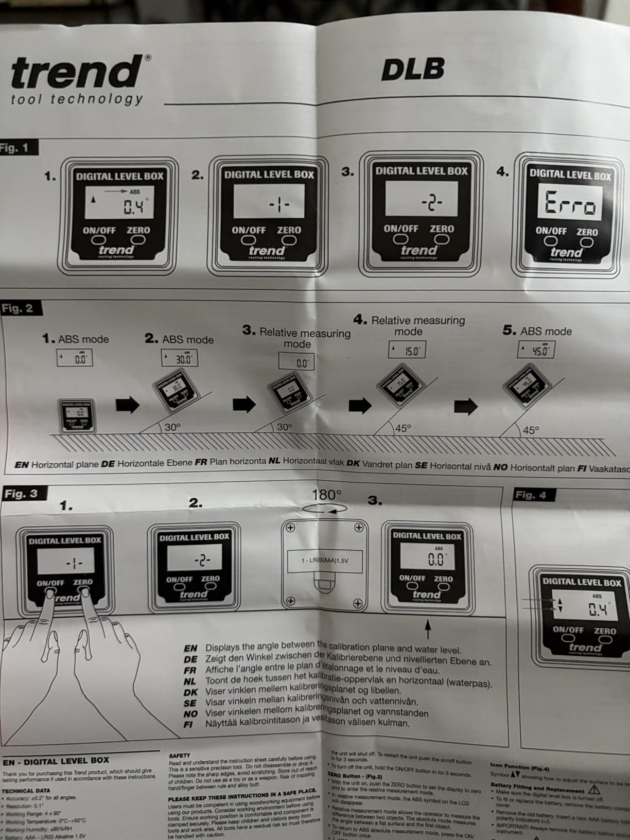 Trend Digital Level Box and Angle Finder (Magnetic Base & LCD Display) for Woodworking and Accurate Table/Miter Saw Angle Setting, Black, DLB customer photo 2
