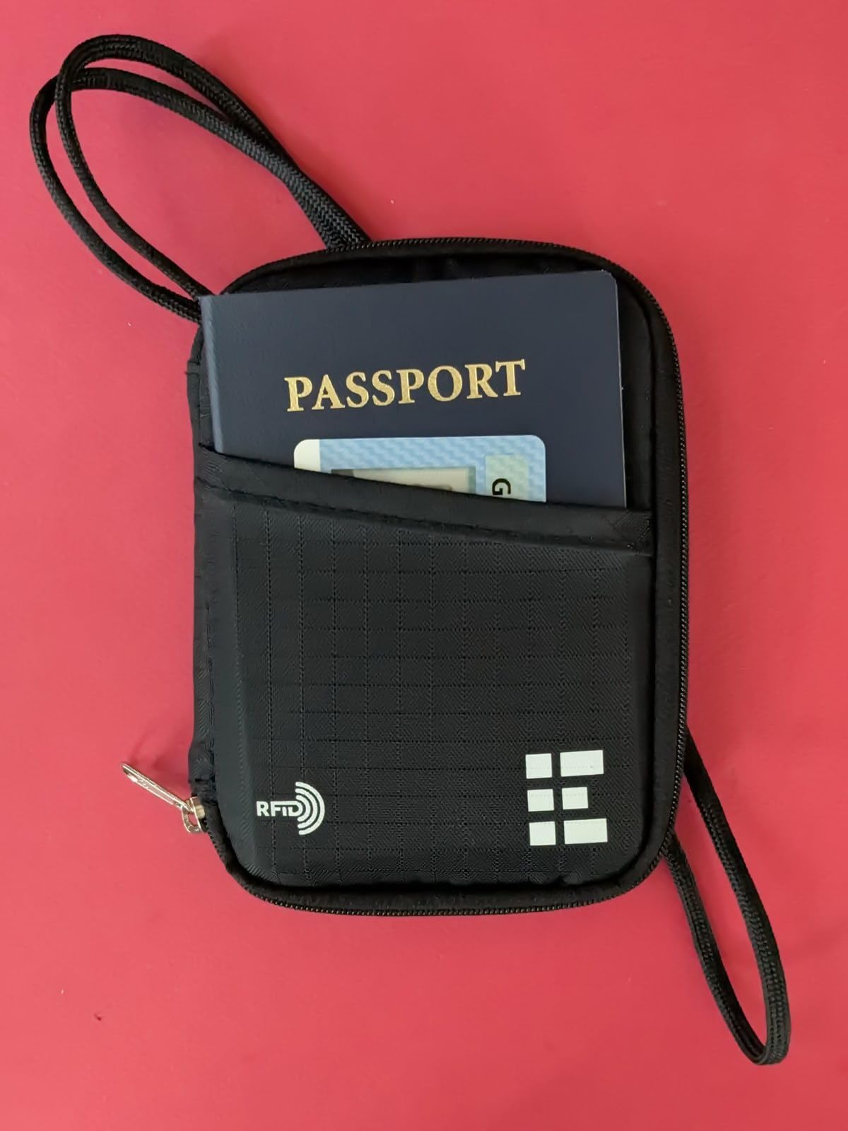 Zero Grid RFID Passport Holder & Travel Wallet, Zippered Wallet for Men & Women, Fits Passport, Cards, Cash, Tickets, ID, Sim Card, AirTag; Premium & Compact Travel Document Holder - Midnight Black customer photo 1