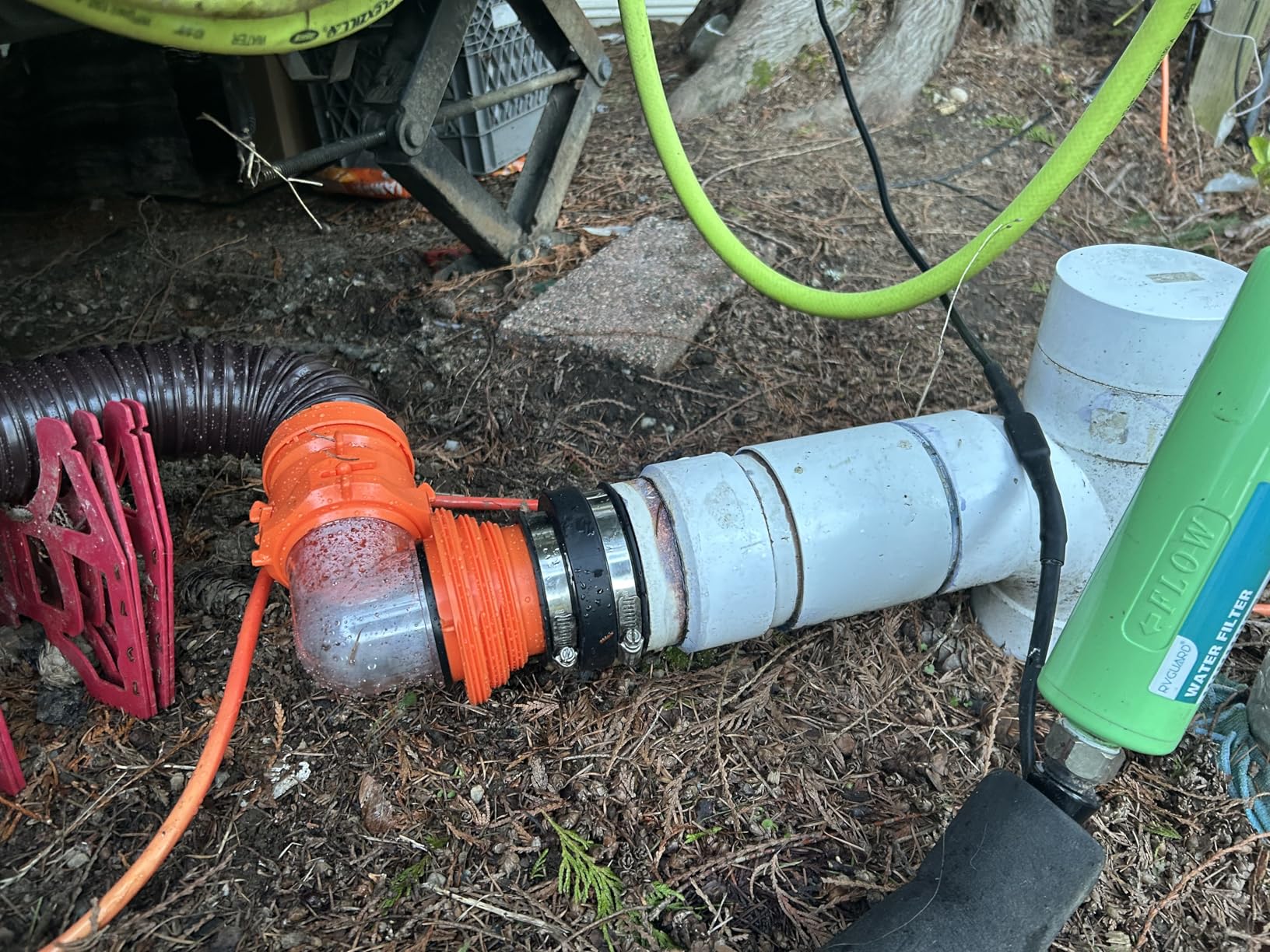 Camco RhinoFLEX 15' RV Sewer Hose Kit - Includes 4-in-1 Adapter, Clear Elbow, & Caps - Connects to 3