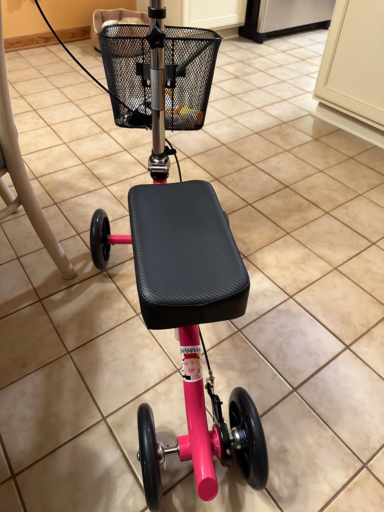 KneeRover Steerable Knee Scooter - Foldable Mobility Aid & Knee Walker with Basket for Adults, Adjustable Handlebar and Comfortable Knee Pad (Hot Pink) customer photo 1